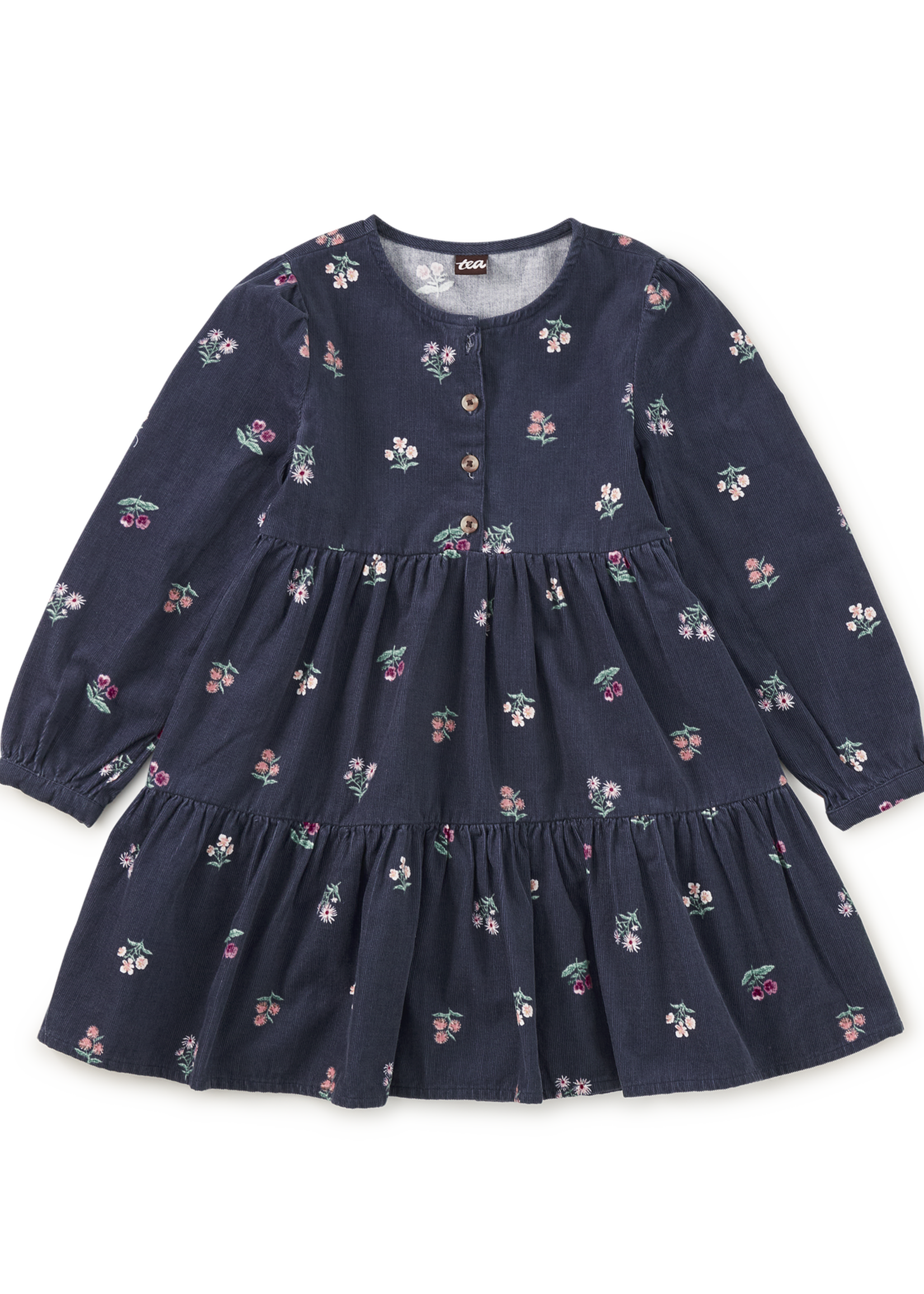 Tea Collection CORDUROY HENLEY SHIRTDRESS MIDNIGHT POSY