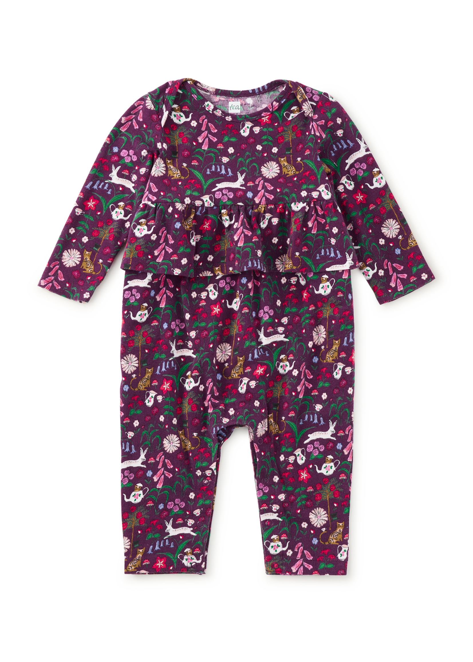 Tea Collection PRETTY PEPLUM BABY ROMPER TEA PARTY FLORAL