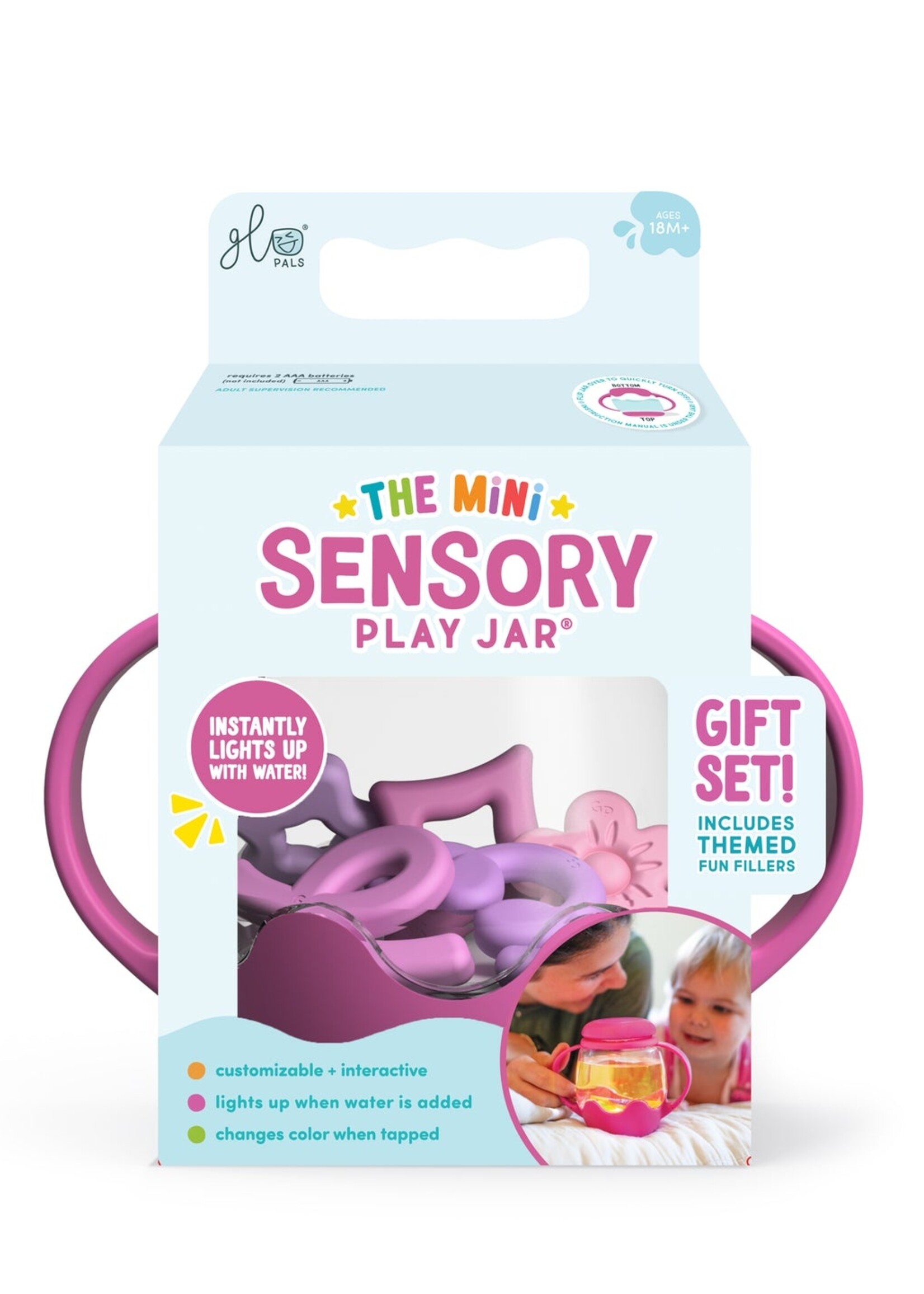 Glo Pals Mini Sensory Jar and Silicone Fun Filler Bundle - Pink
