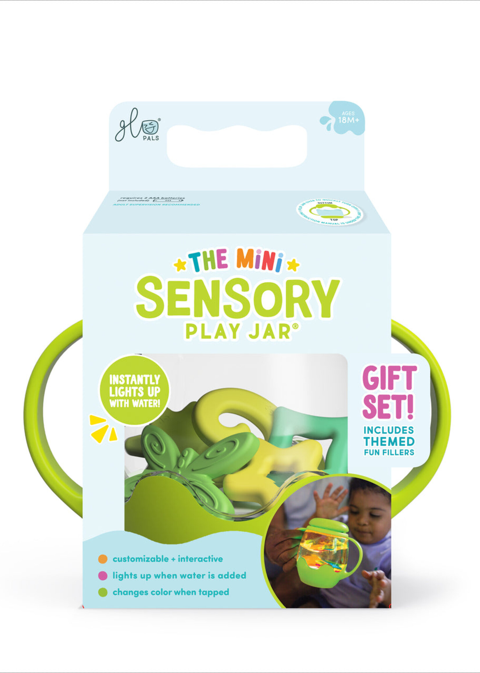 Glo Pals Mini Sensory Jar/Silicone Fun Filler Bundle - Green