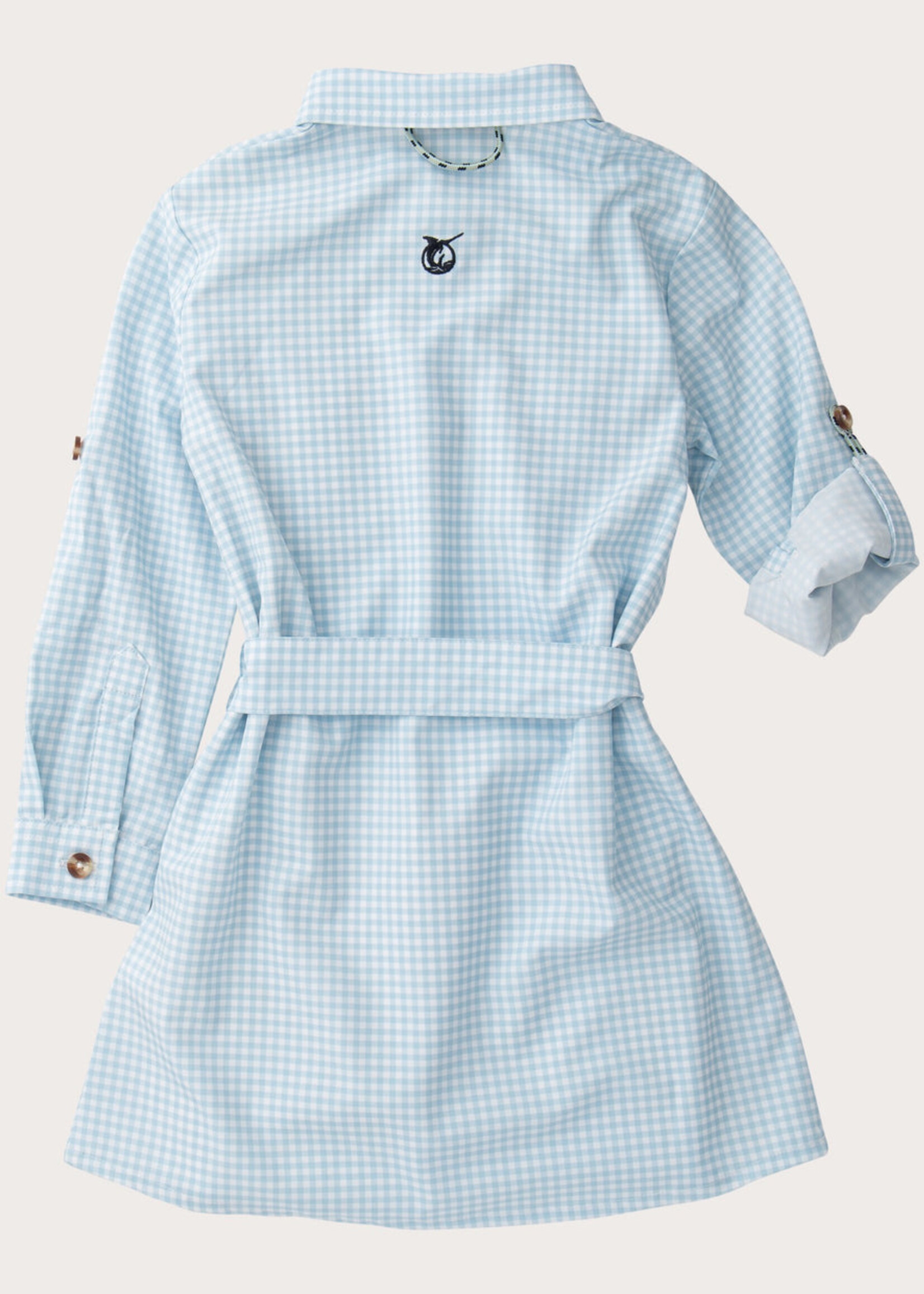 Prodoh L/S Belted Shirt Dress Clear Sky Gingham