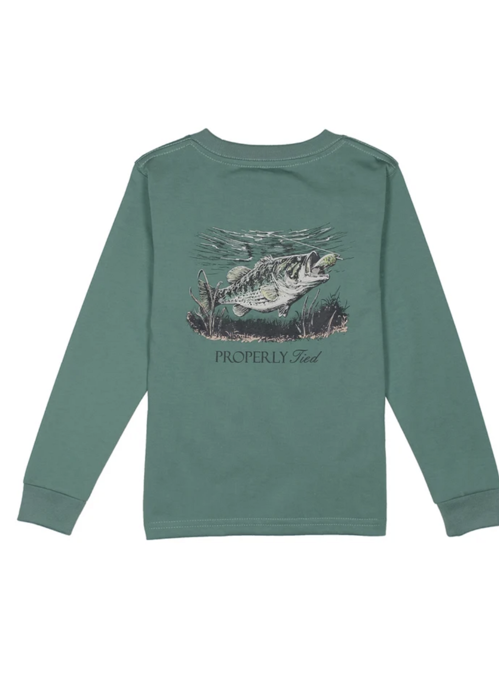 Properly Tied Set the Hook L/S Marine Green