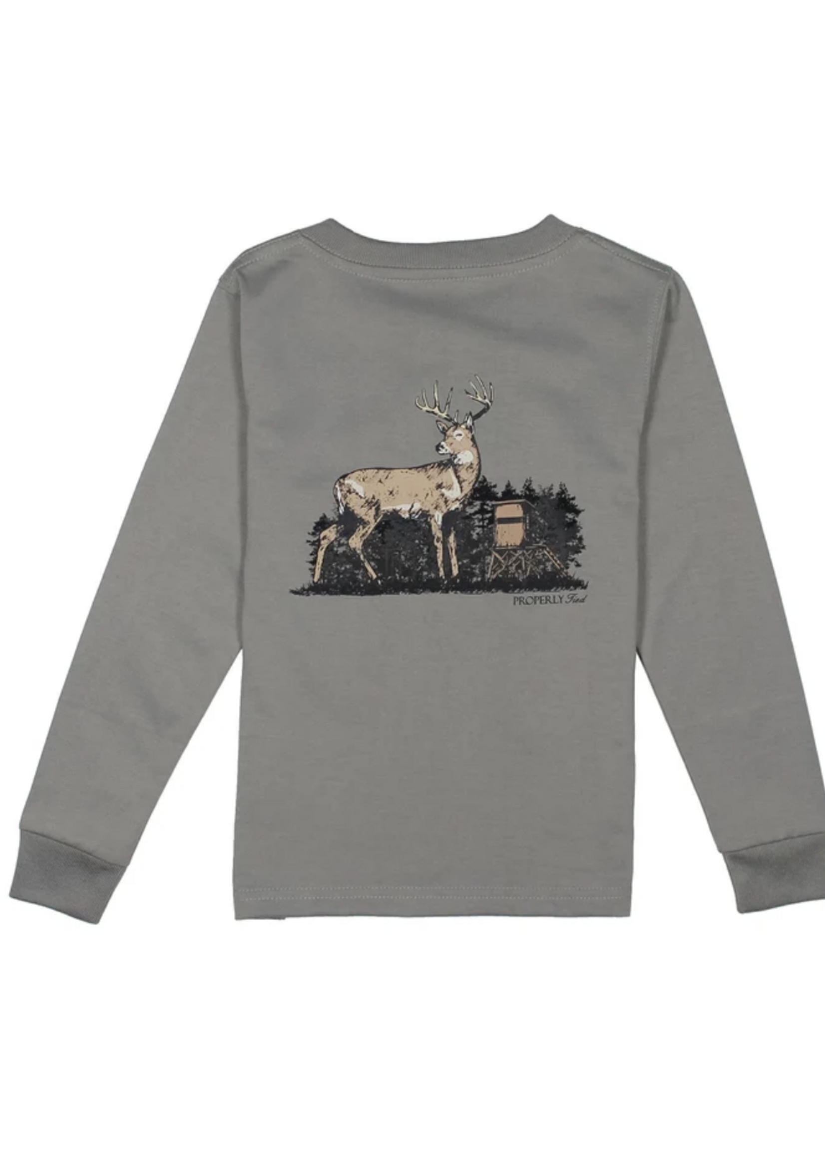 Properly Tied Deer Season L/S Battleship Grey