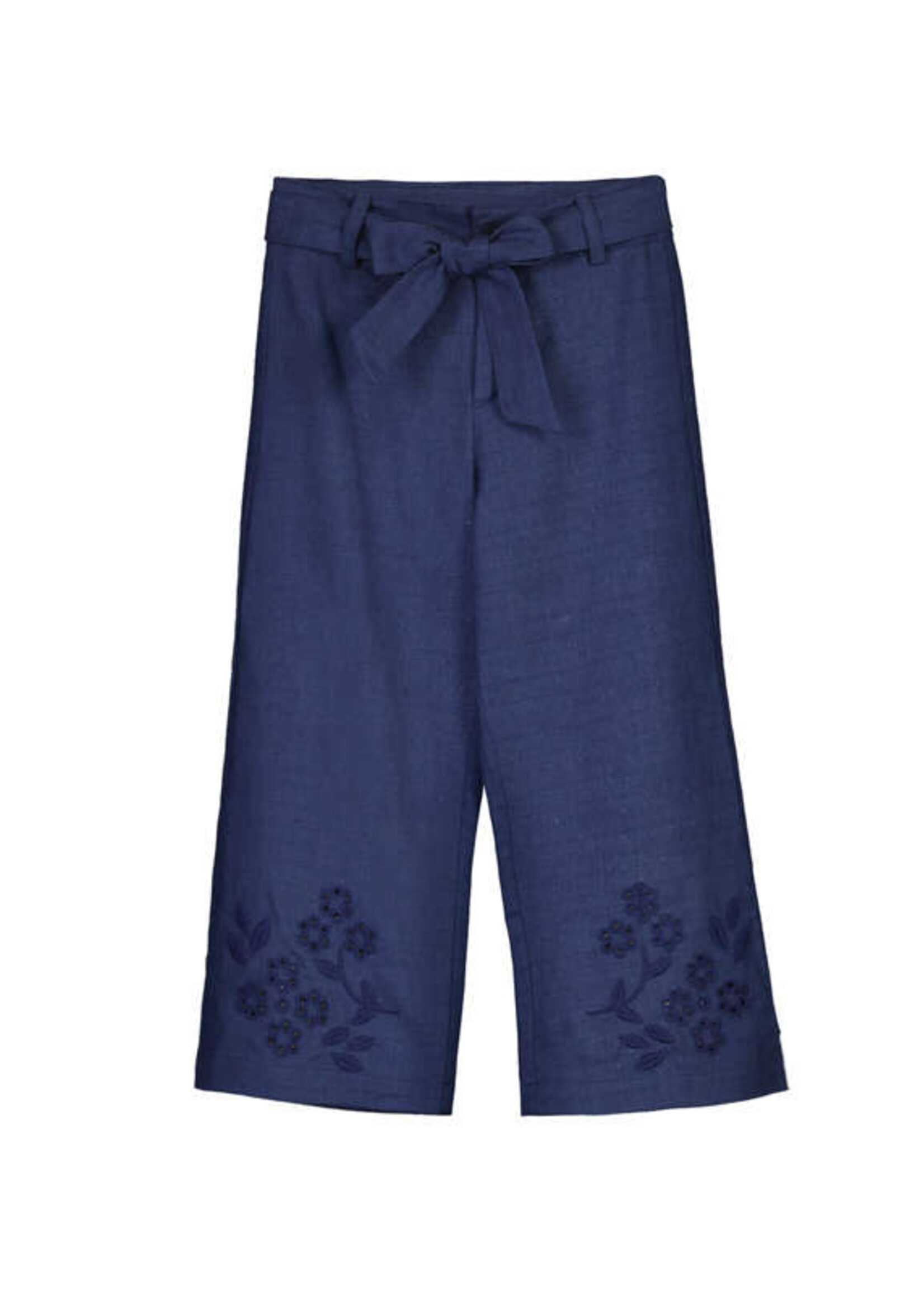 Mayoral Navy Linen Pants w/Embroidery