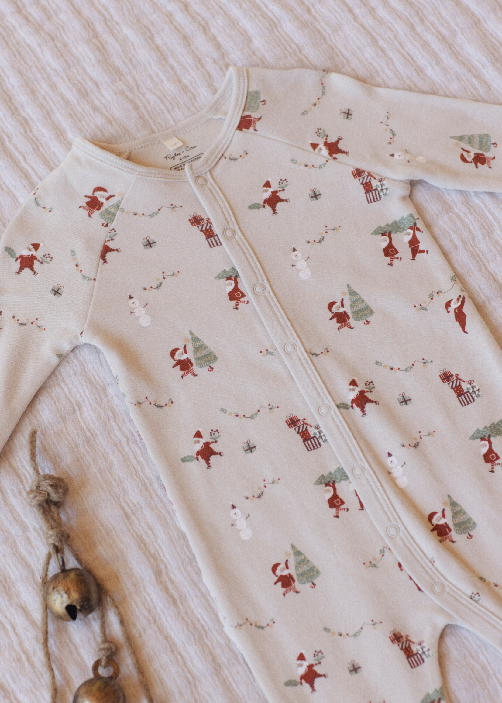 Rylee + Cru LLC ORGANIC LONG JOHN PAJAMAS GNOME VILLAGE