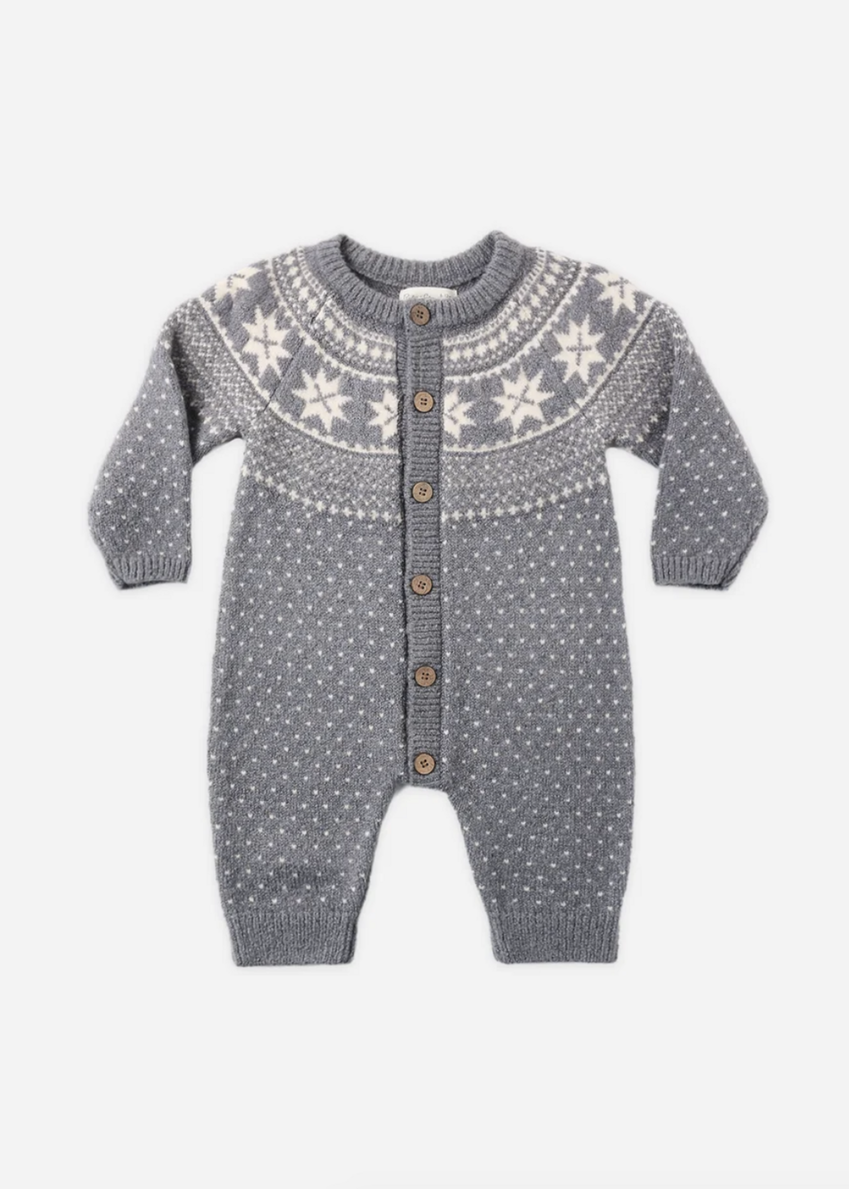 Rylee + Cru LLC FAIR ISLE ROMPER SLATE