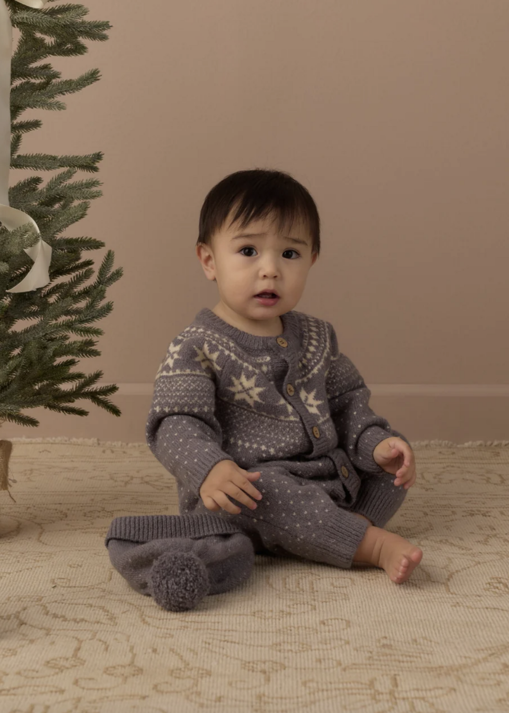 Rylee + Cru LLC FAIR ISLE ROMPER SLATE