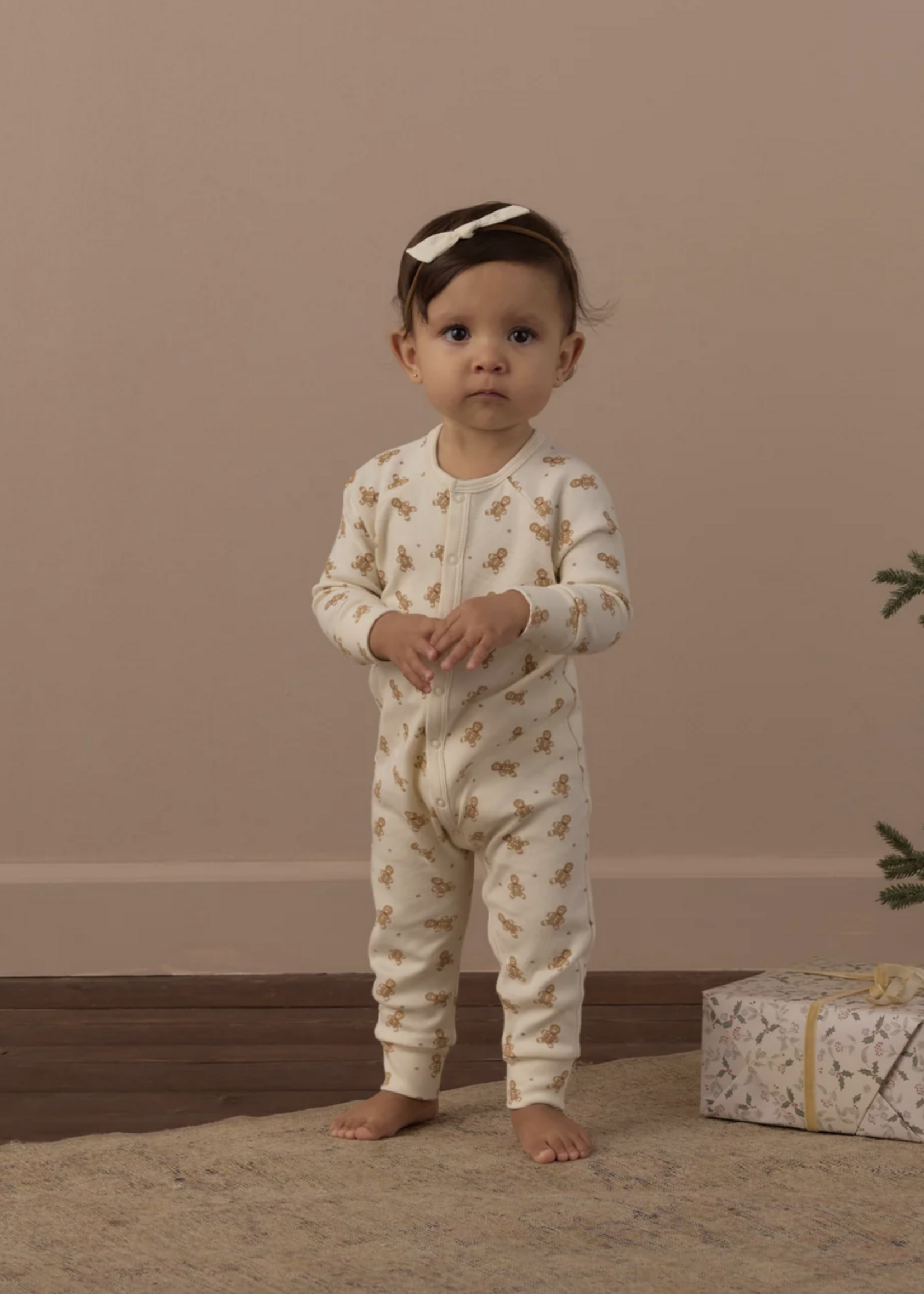 Rylee + Cru LLC ORGANIC LONG JOHN PAJAMAS GINGERBREAD
