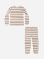 Rylee + Cru LLC ORGANIC L/S PAJAMA SET HOLIDAY STRIPE RUBY