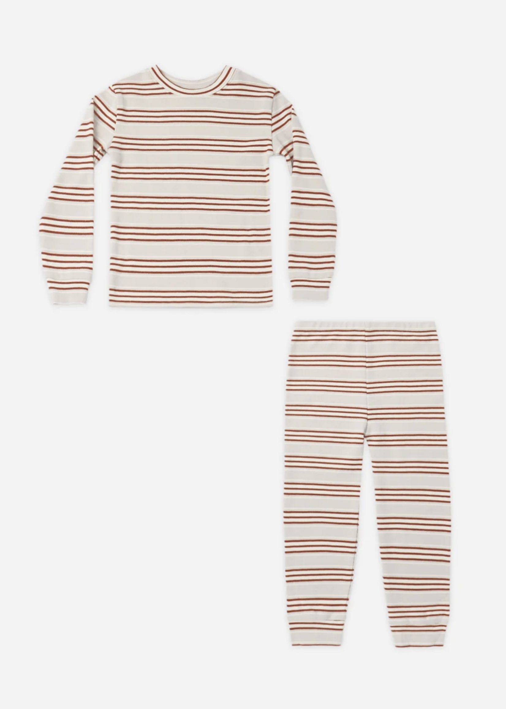 Rylee + Cru LLC ORGANIC L/S PAJAMA SET HOLIDAY STRIPE RUBY