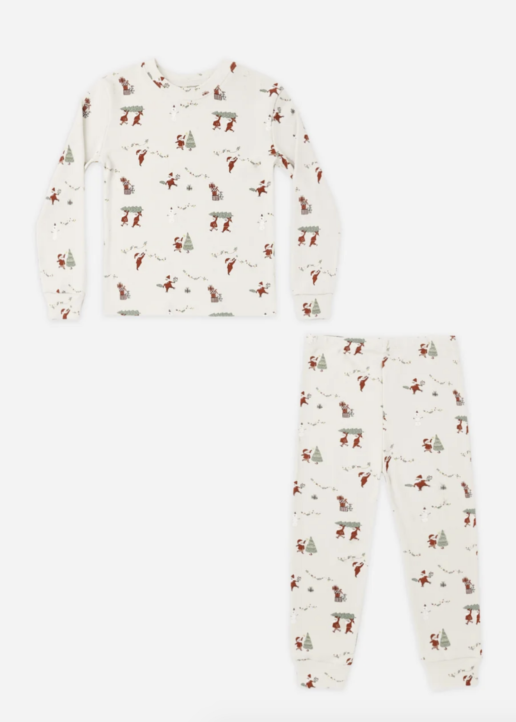 Rylee + Cru LLC ORGANIC L/S PAJAMA SET GNOME VILLAGE