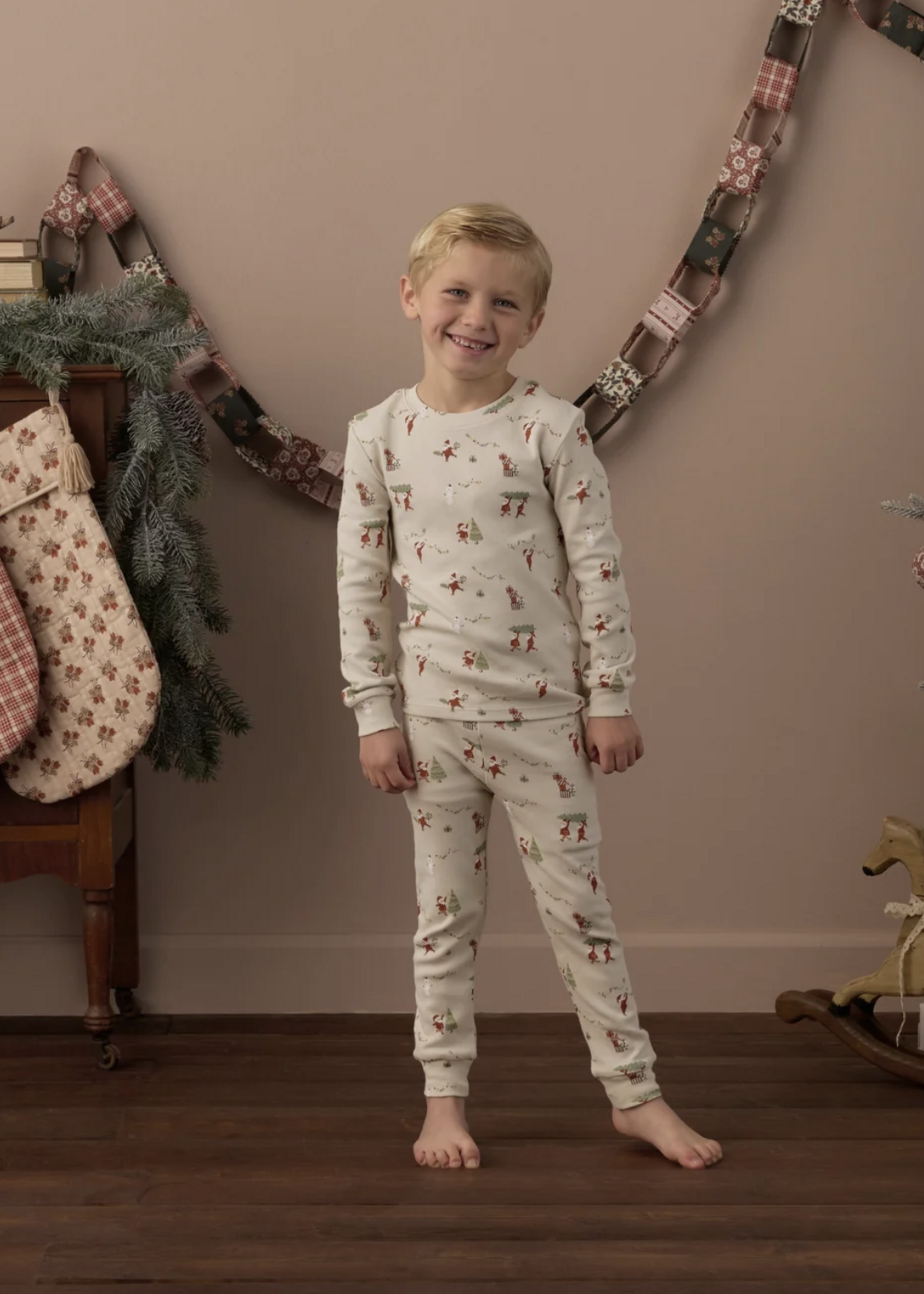 Rylee + Cru LLC ORGANIC L/S PAJAMA SET GNOME VILLAGE