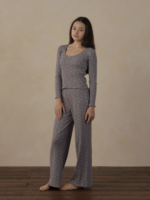 Rylee + Cru LLC TEEN RIBBED LOUNGE SET SLATE BLOOM