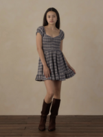Rylee + Cru LLC TEEN STELLA DRESS WINTER PLAID SLATE