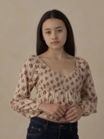 Rylee + Cru LLC TEEN L/S FLUTTER TOP BOUQUET ANTIQUE