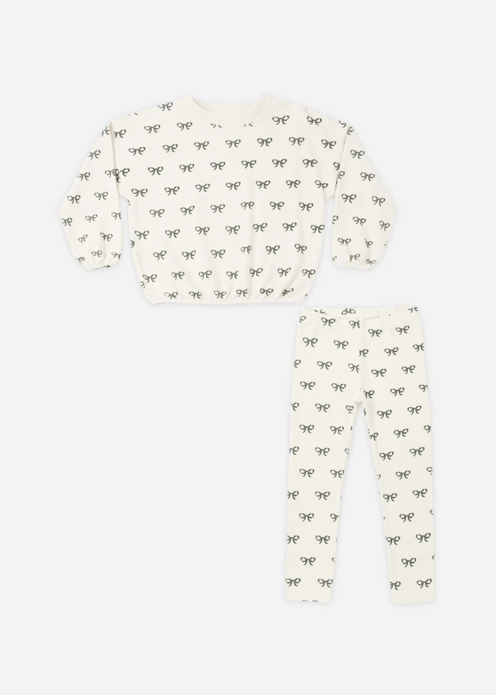Rylee + Cru LLC SPONGEY KNIT SET EVERGREEN BOWS