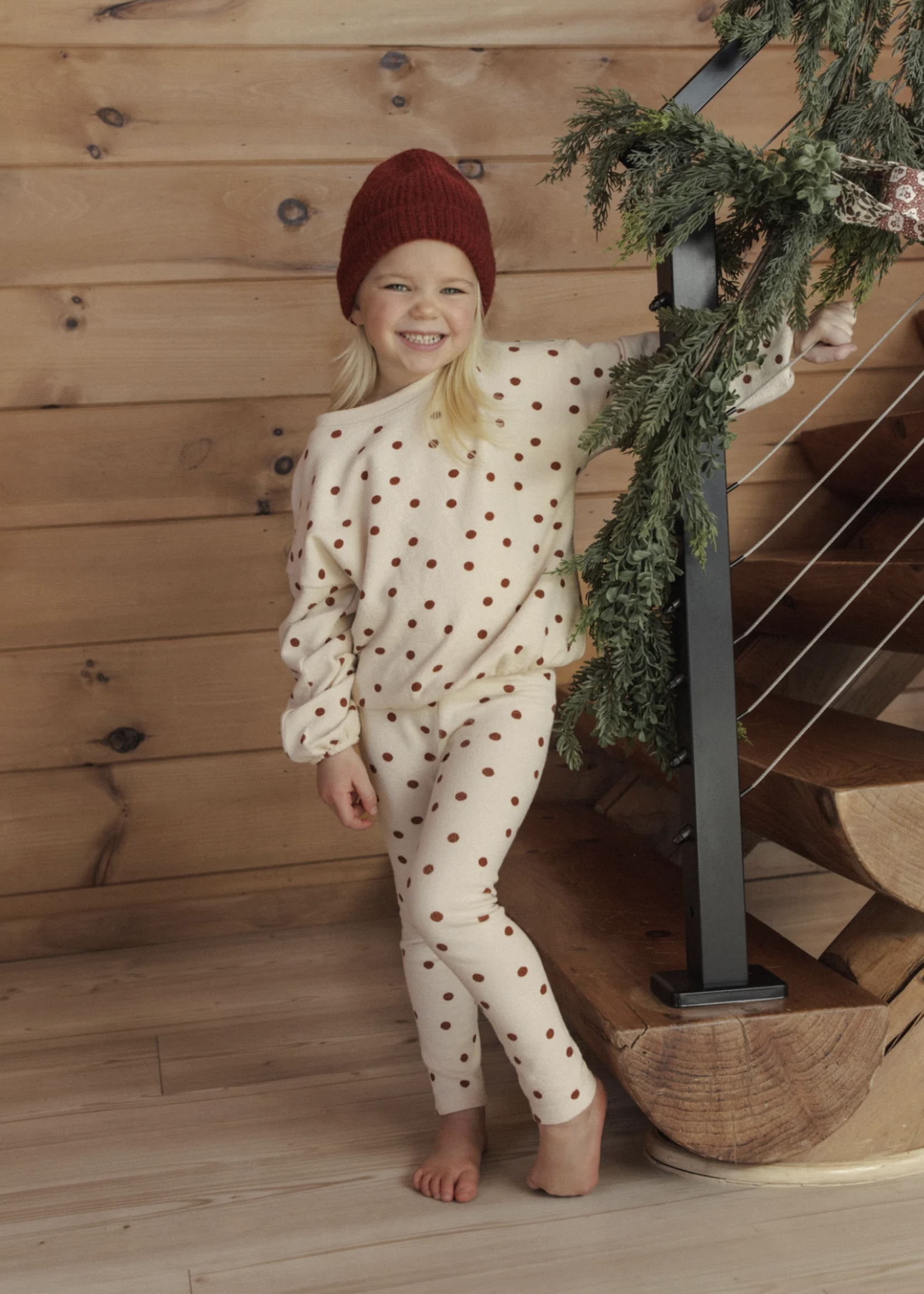 Rylee + Cru LLC SPONGEY KNIT SET RUBY DOTS