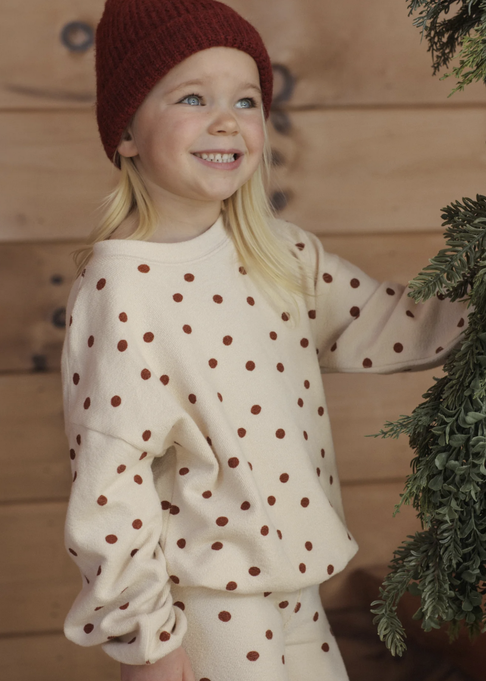 Rylee + Cru LLC SPONGEY KNIT SET RUBY DOTS