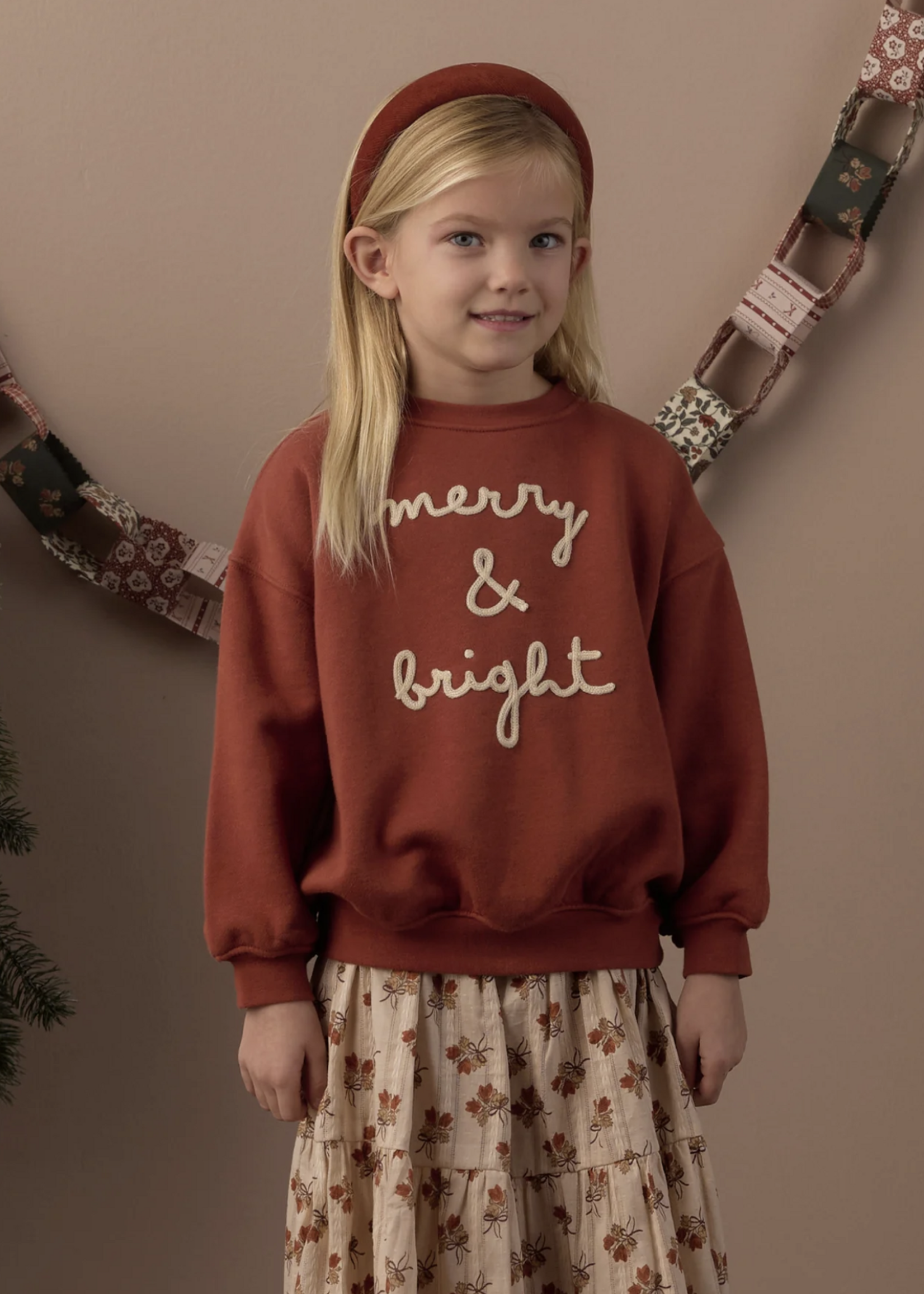 Rylee + Cru LLC RELAXED SWEATSHIRT MERRY BRIGHT RUBY