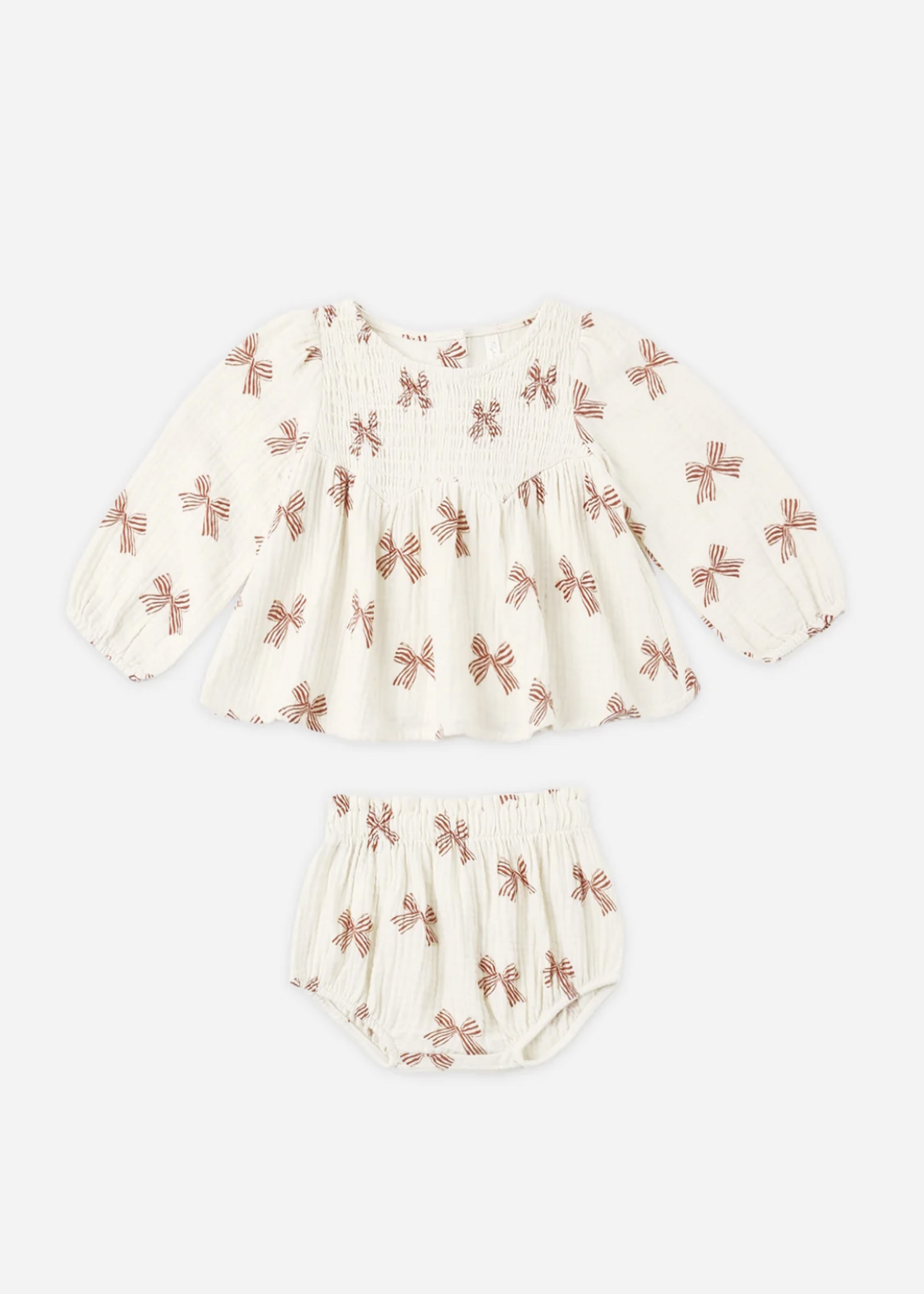 Rylee + Cru LLC SOPHIA TOP BLOOMER SET PEPPERMINT BOWS
