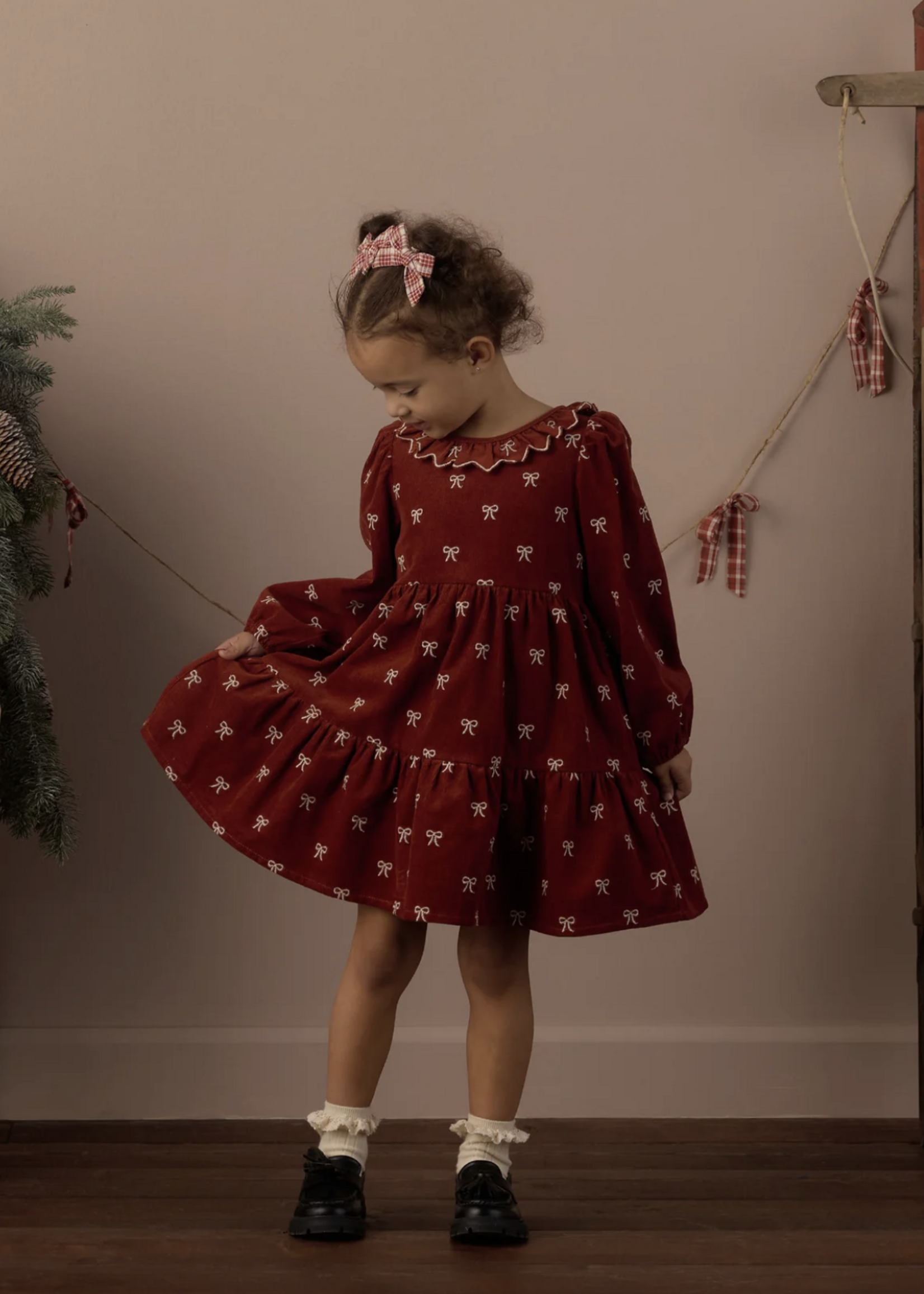 Rylee + Cru LLC FRAN DRESS BOWS RUBY