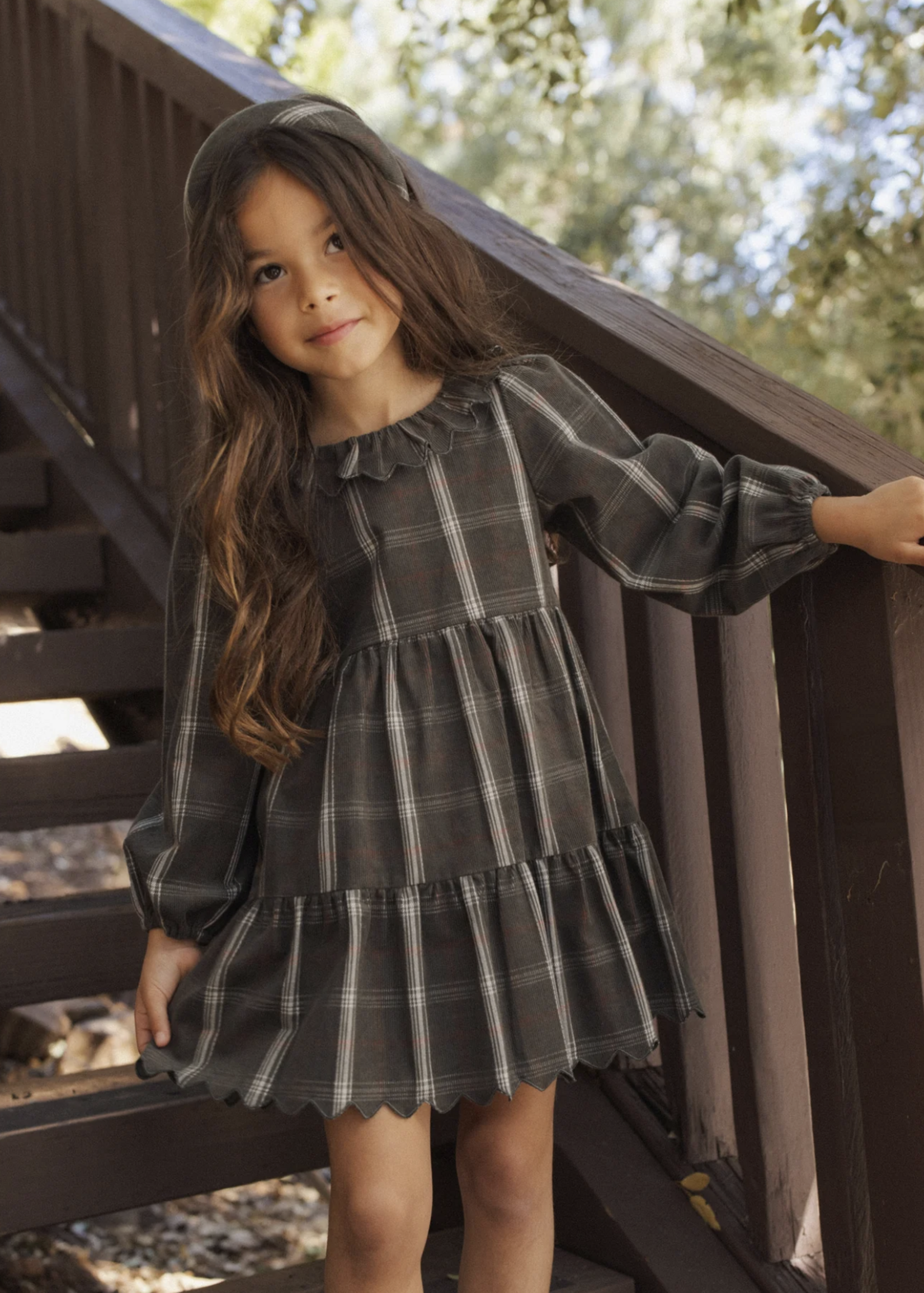 Rylee + Cru LLC FRAN DRESS HOLIDAY PLAID EVERGREEN