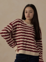 Rylee + Cru LLC TEEN CAROLINA SWEATER RUBY STRIPE