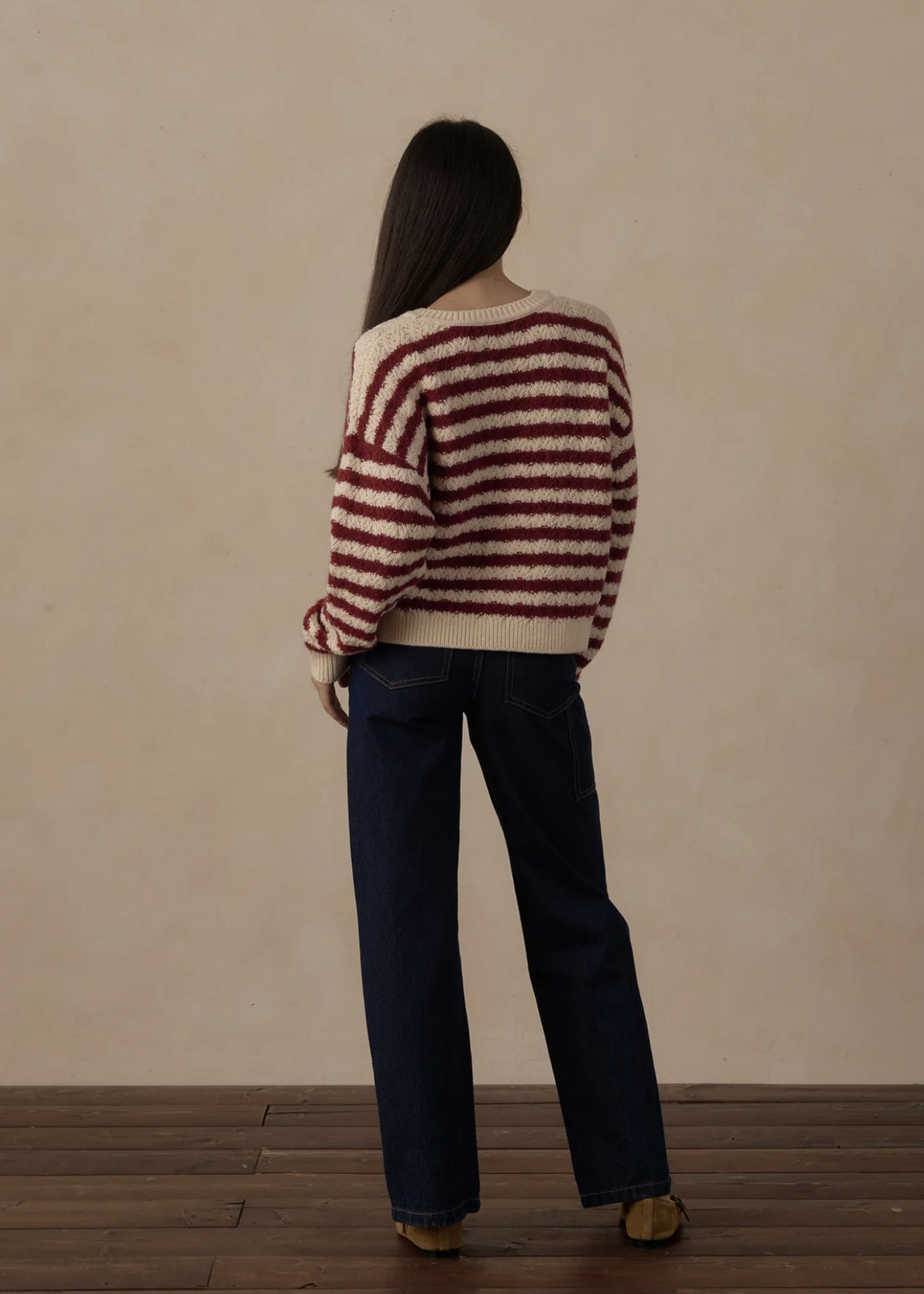 Rylee + Cru LLC TEEN CAROLINA SWEATER RUBY STRIPE