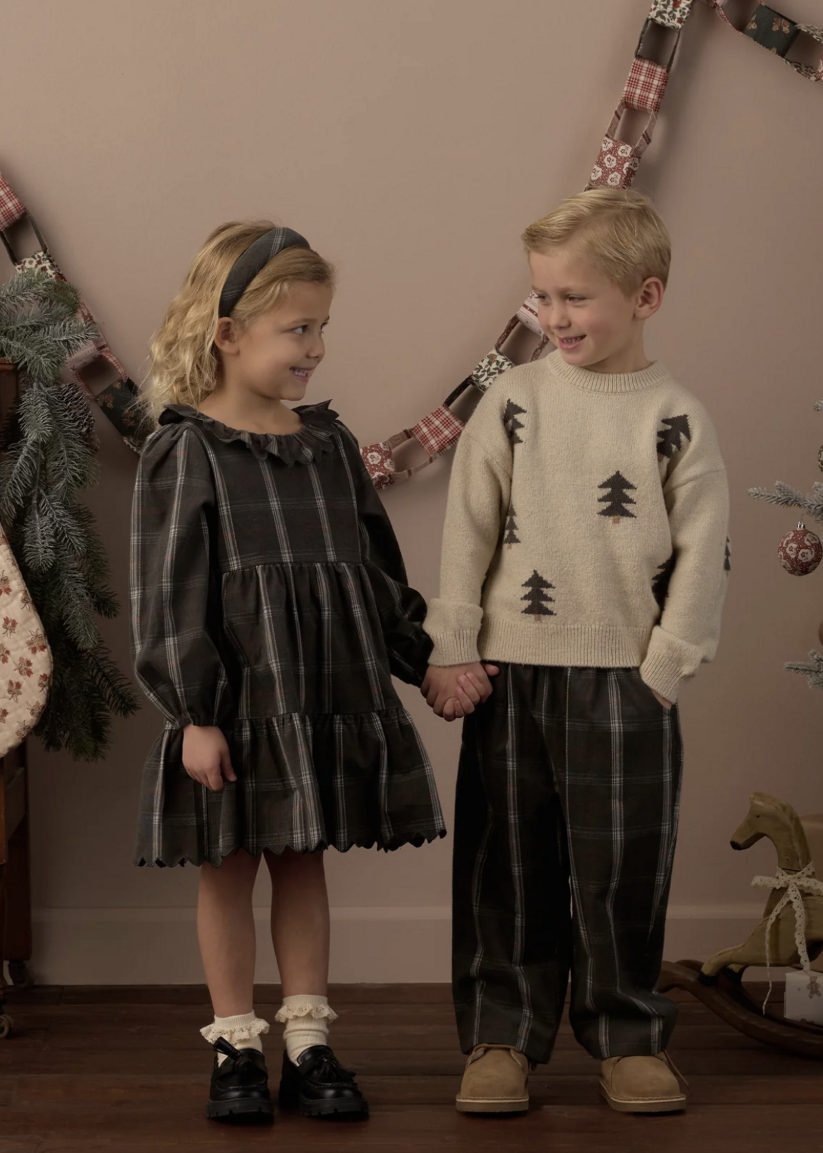 Rylee + Cru LLC PADDED HEADBAND HOLIDAY PLAID EVERGREEN