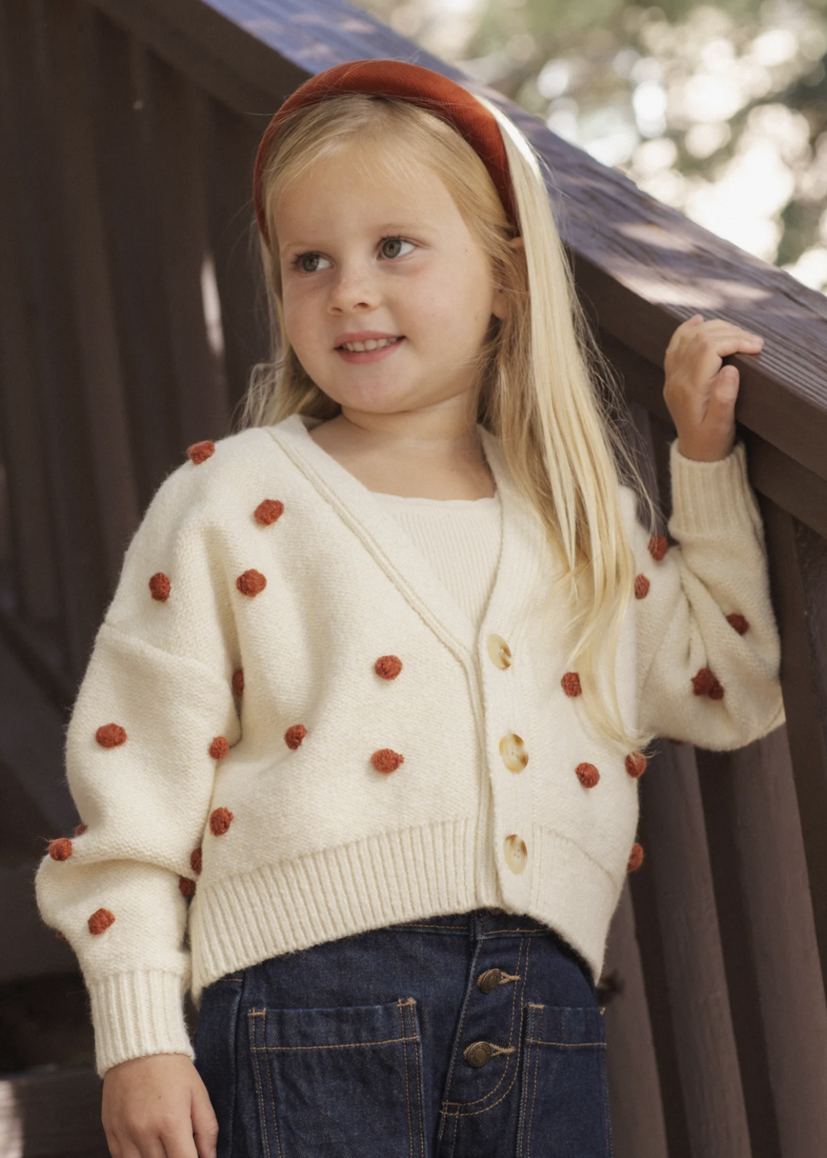 Rylee + Cru LLC BOXY CROP CARDIGAN RUBY BOBBLE