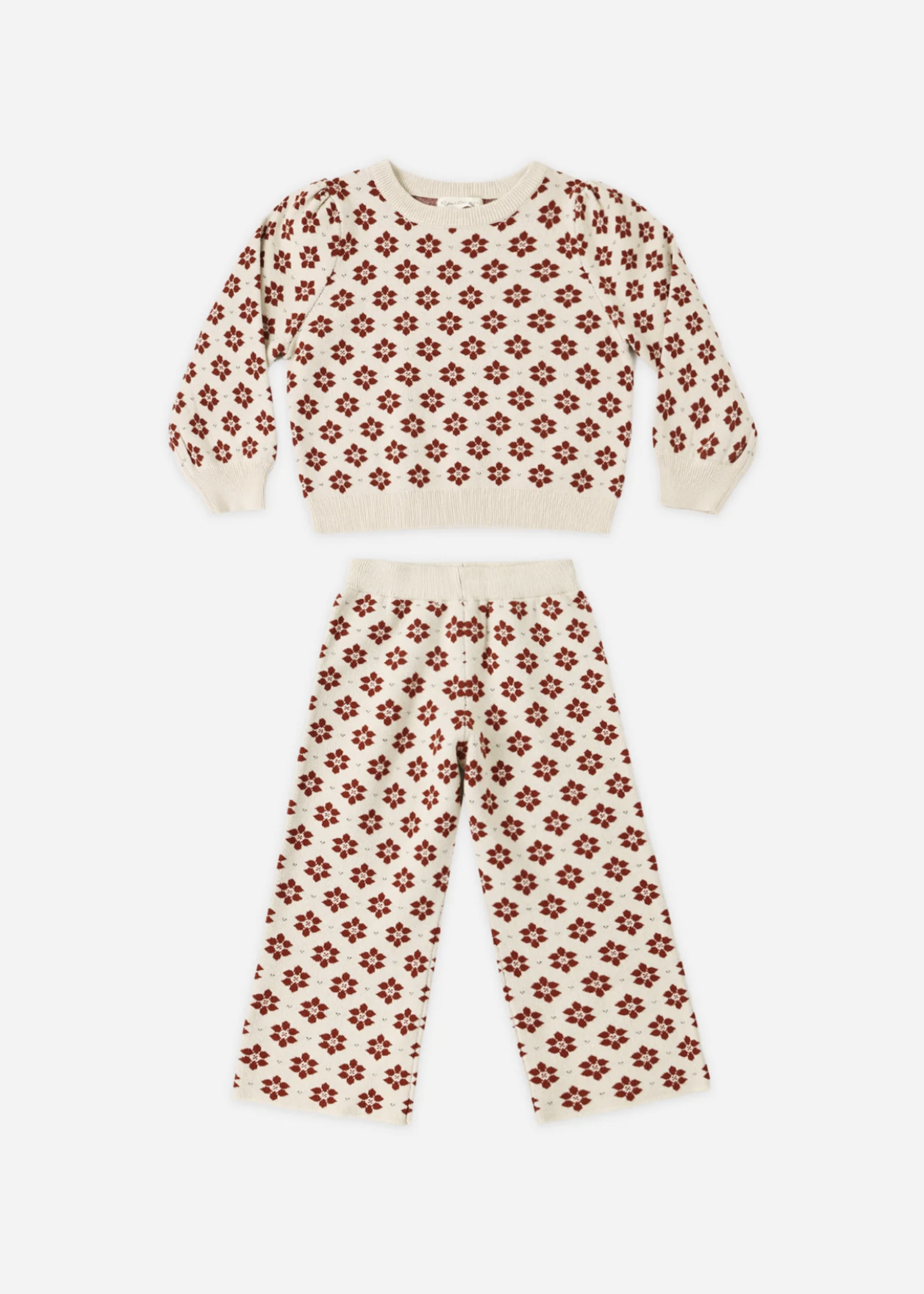Rylee + Cru LLC JACQUARD KNIT SET POINSETTIA ANTIQUE