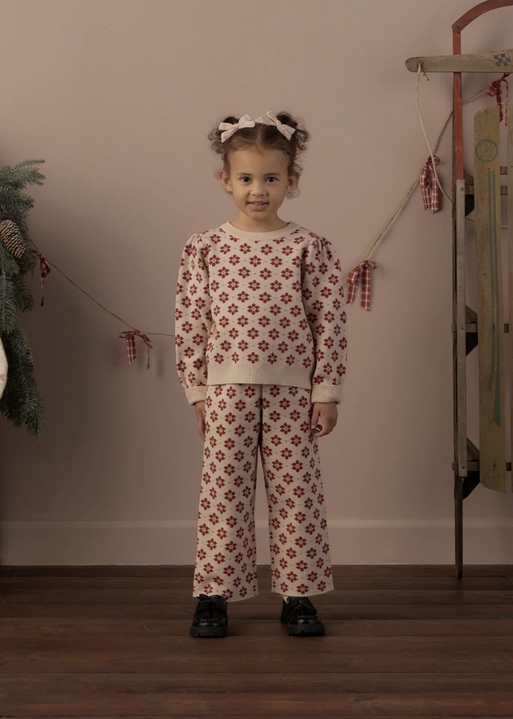 Rylee + Cru LLC JACQUARD KNIT SET POINSETTIA ANTIQUE