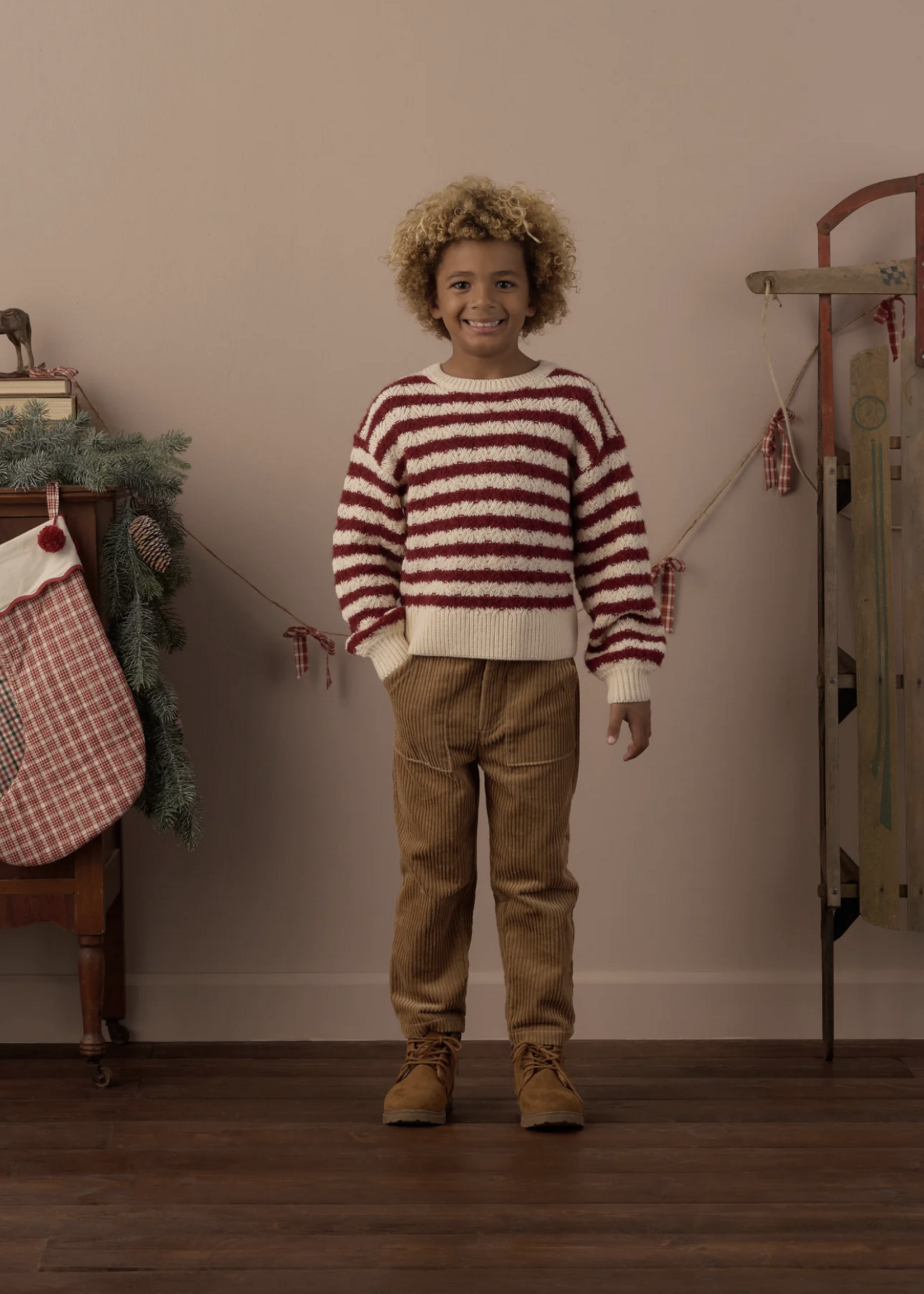 Rylee + Cru LLC ASPEN SWEATER RUBY STRIPE