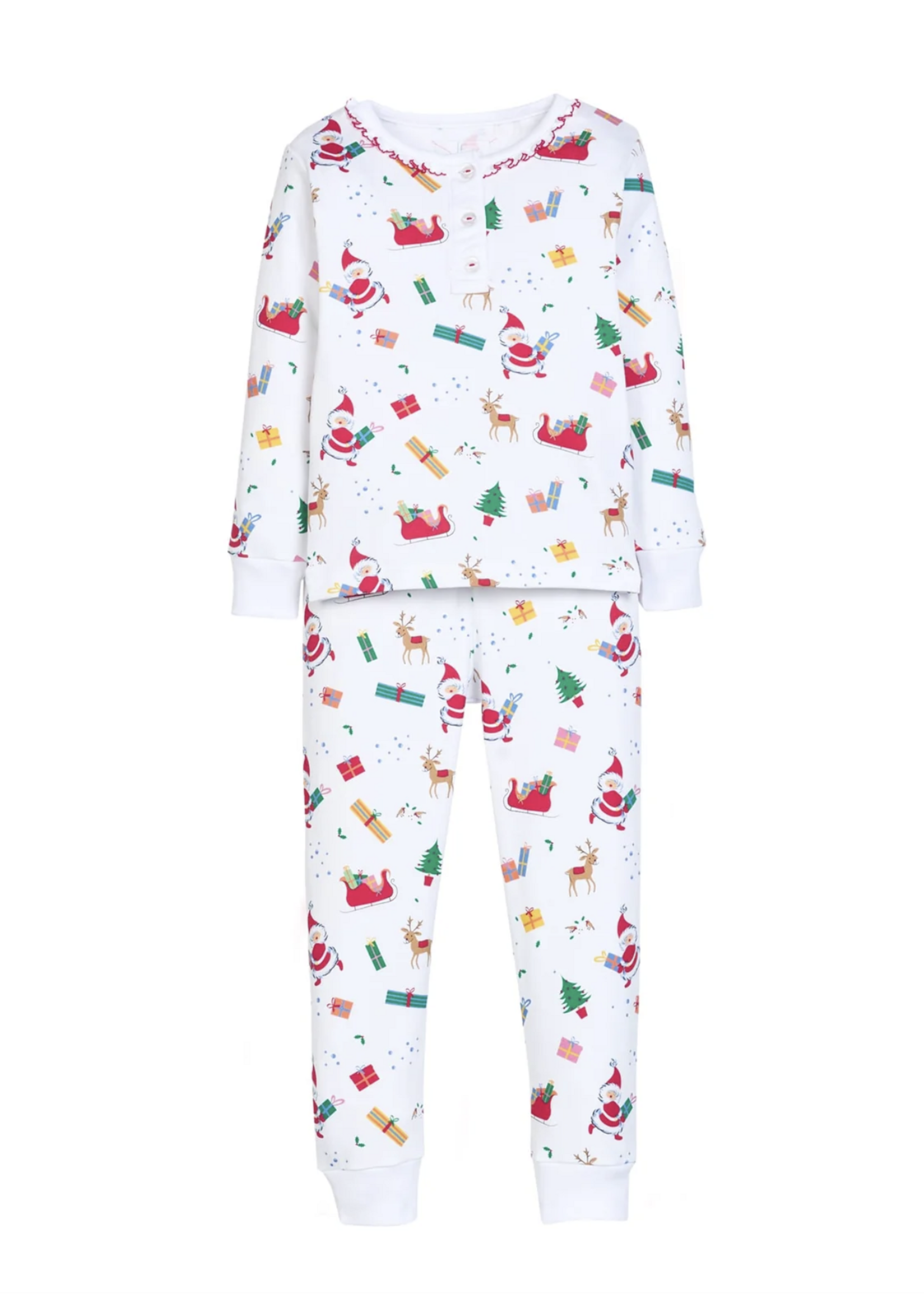 Little English Ruffled Printed Jammies - Vintage Christmas