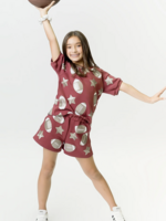Belle Cher Maroon Football Sequin Top