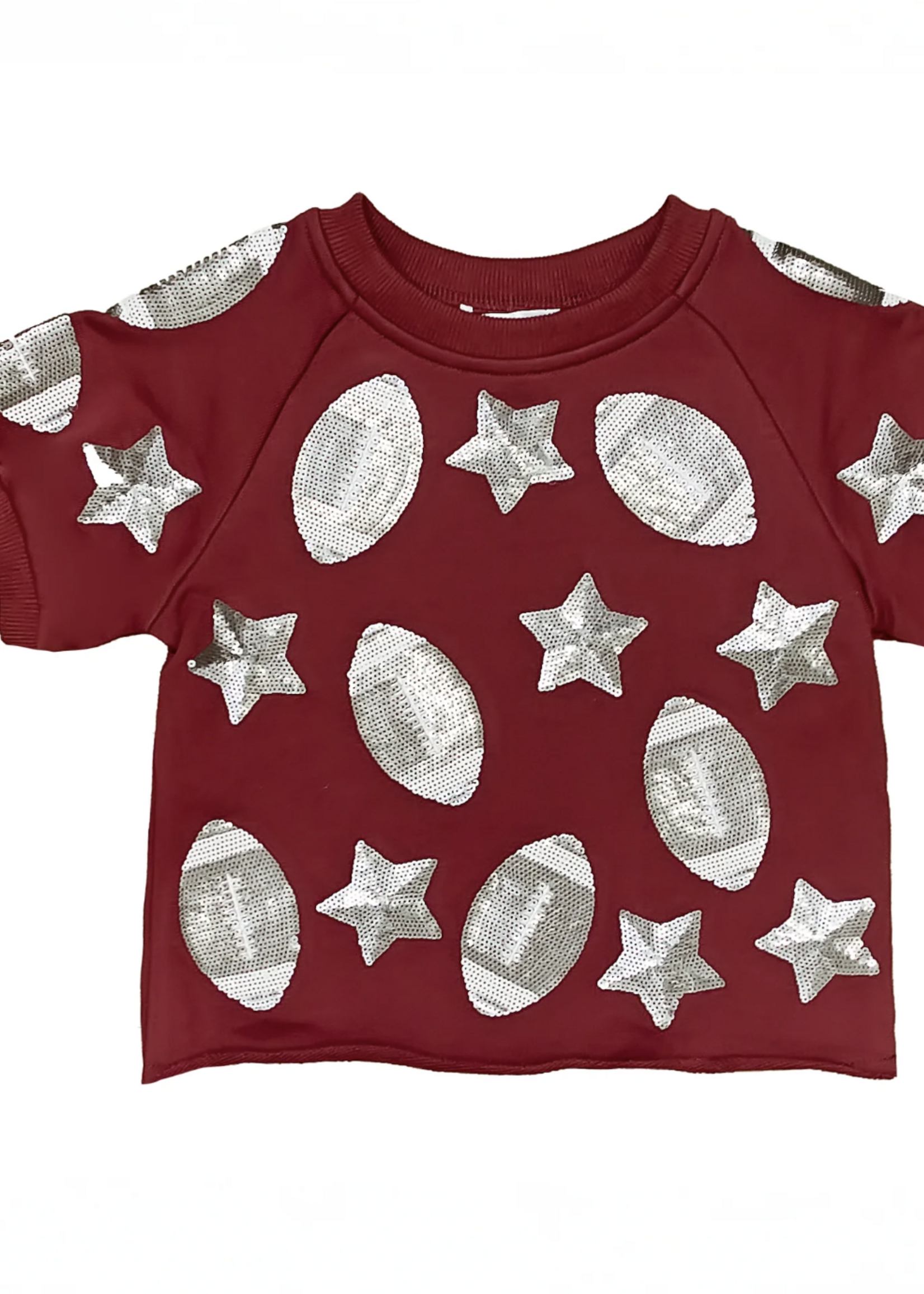 Belle Cher Women's Maroon Football Sequin Top