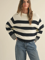 Miou Muse Womens Black/White Striped Sweater