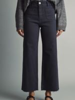 Miou Muse Womens Straight Wide Leg Pants w/Front Pocket Navy