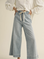 Miou Muse Womens Washed Denim with Tie Front Pants