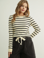 Miou Muse Womens Multi Color Waffle Fabric L/S Top