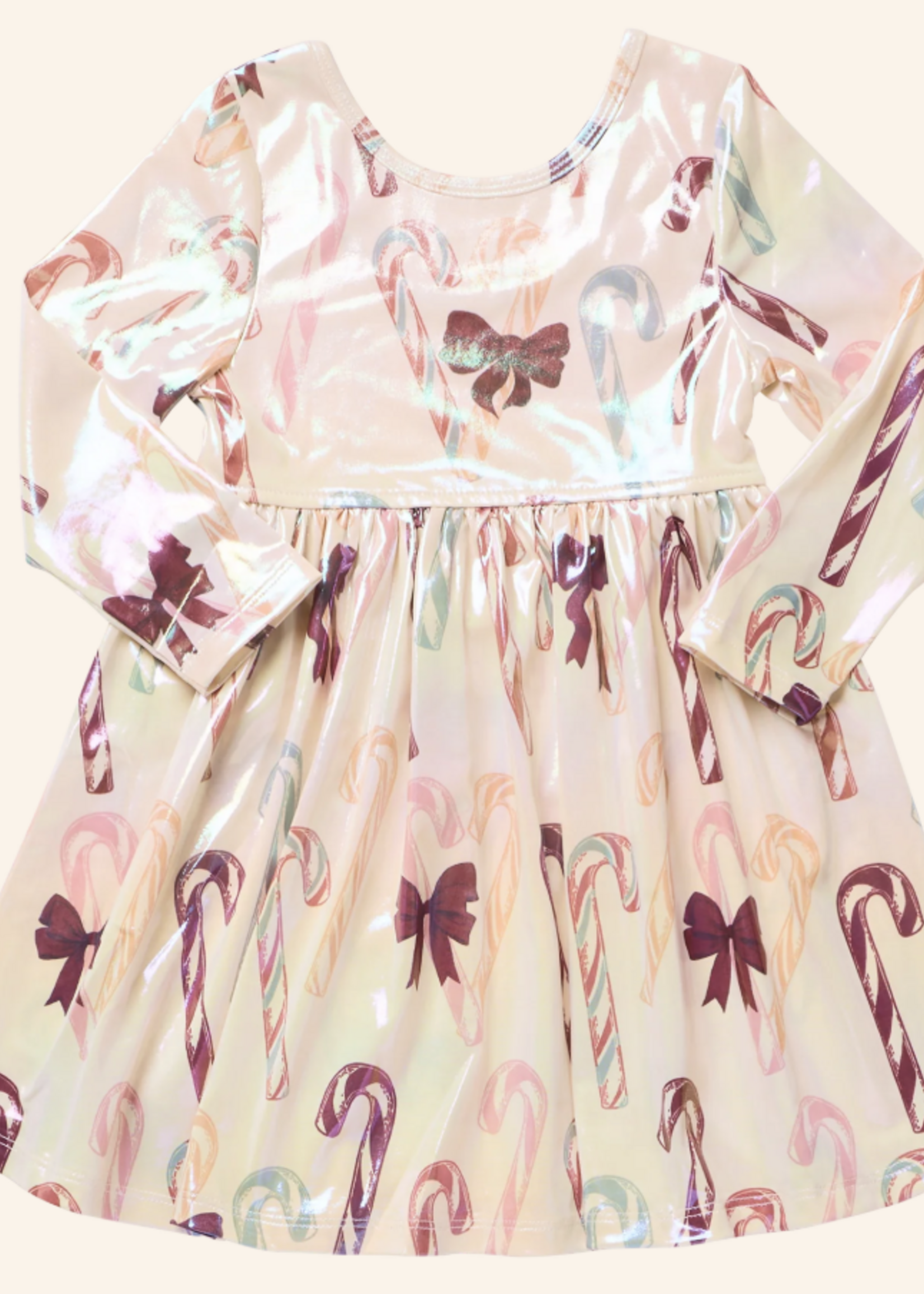 Pink Chicken girls lame steph dress - antique candy canes