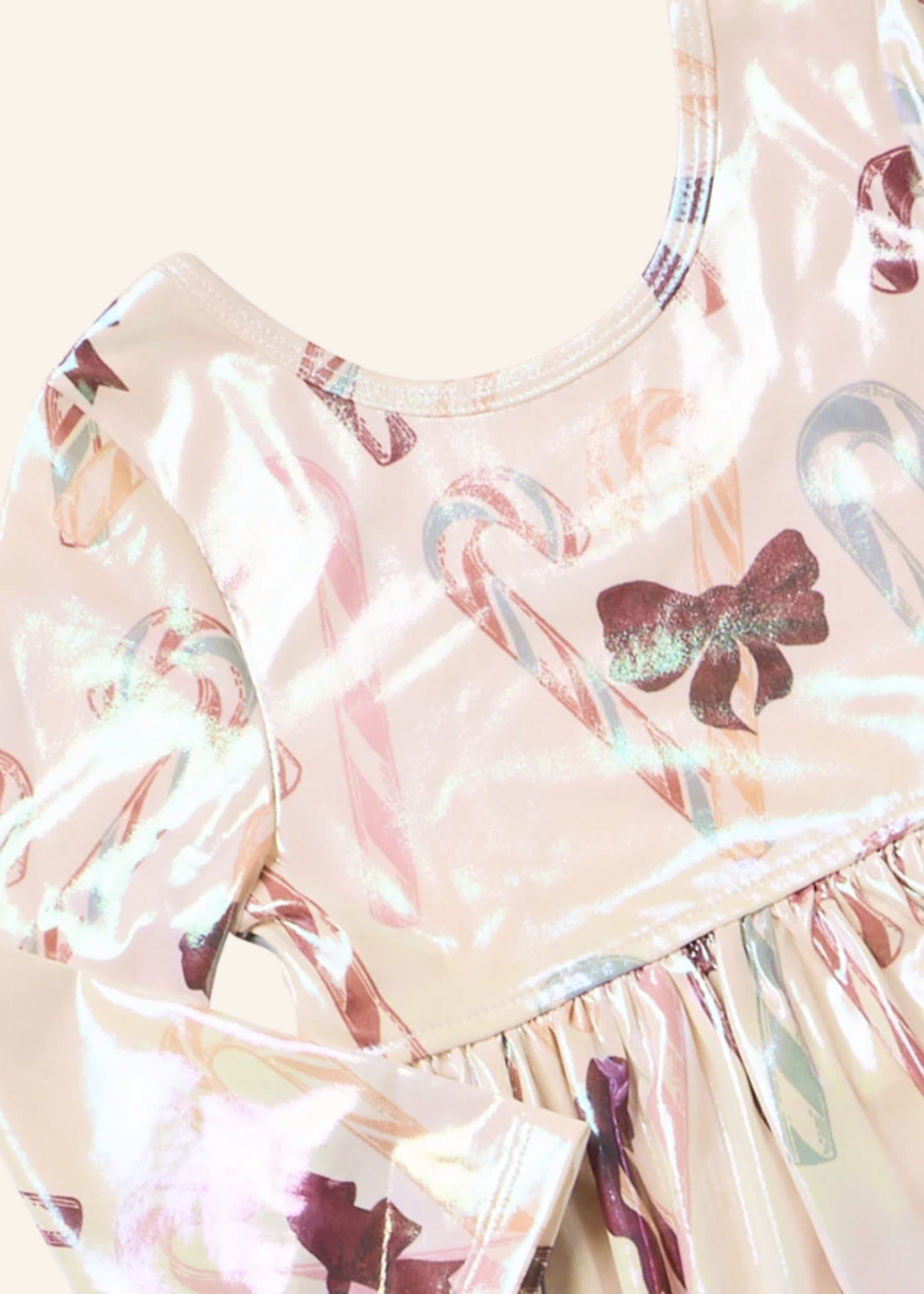 Pink Chicken girls lame steph dress - antique candy canes