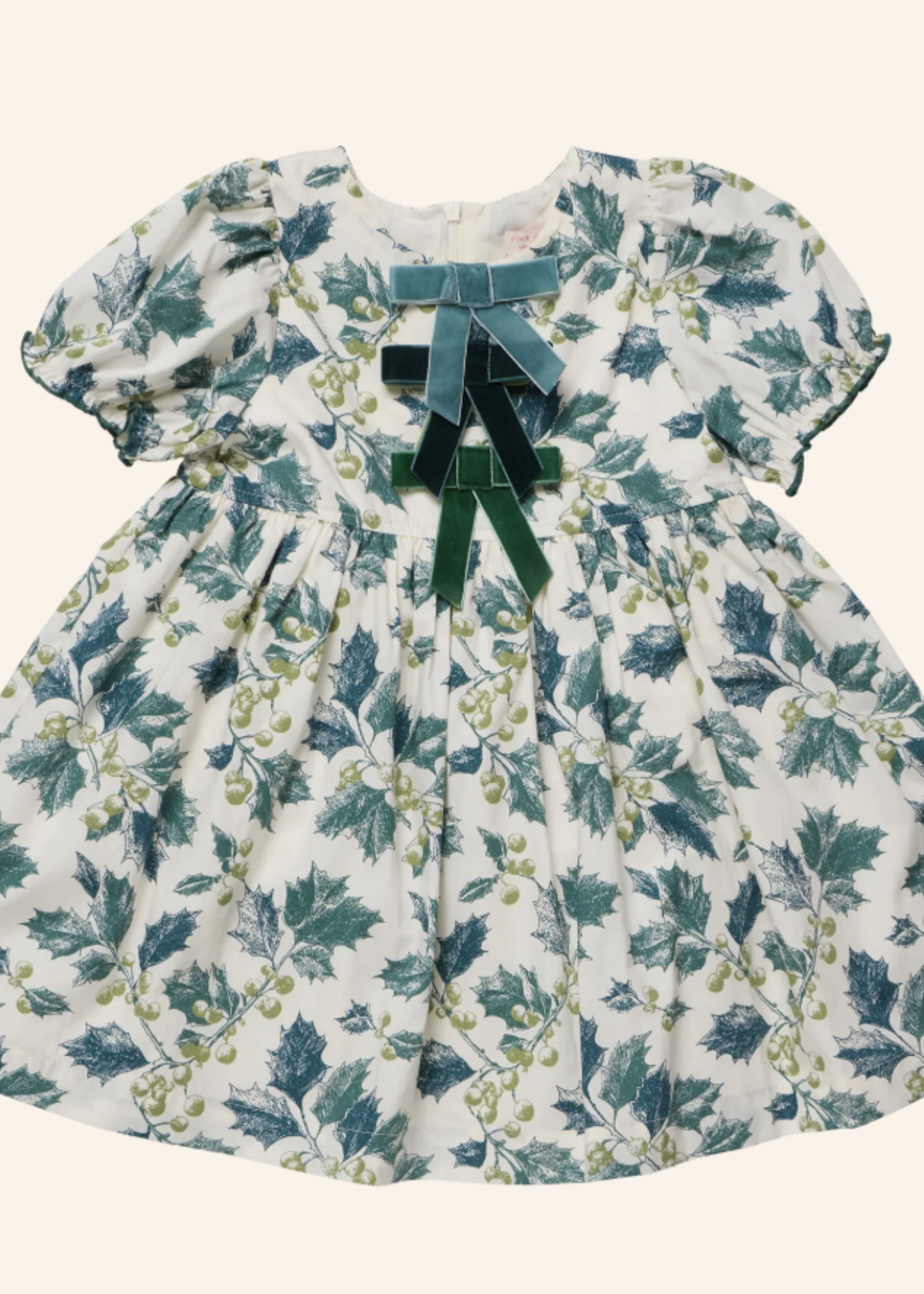 Pink Chicken girls hermione dress - green holly