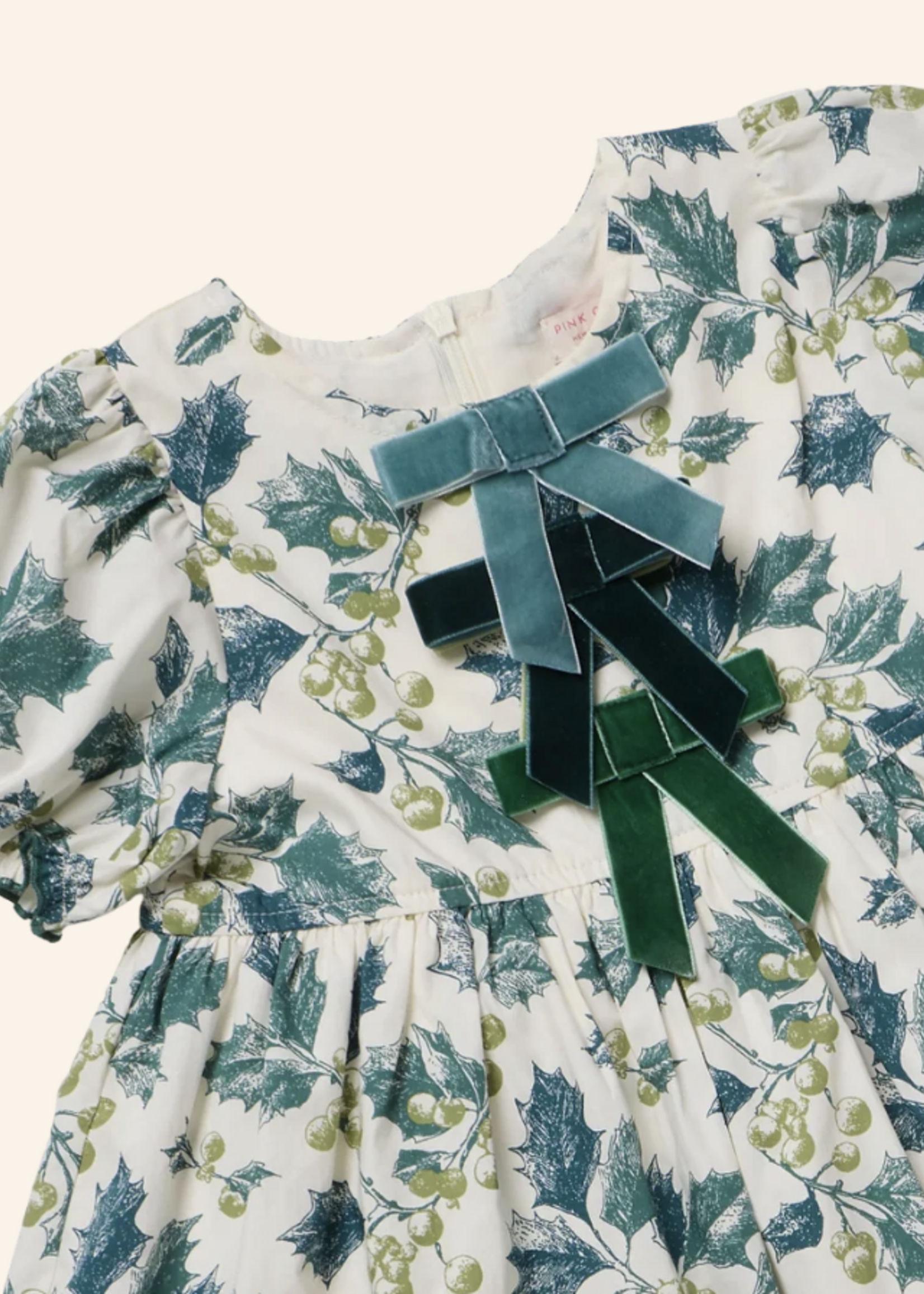 Pink Chicken girls hermione dress - green holly
