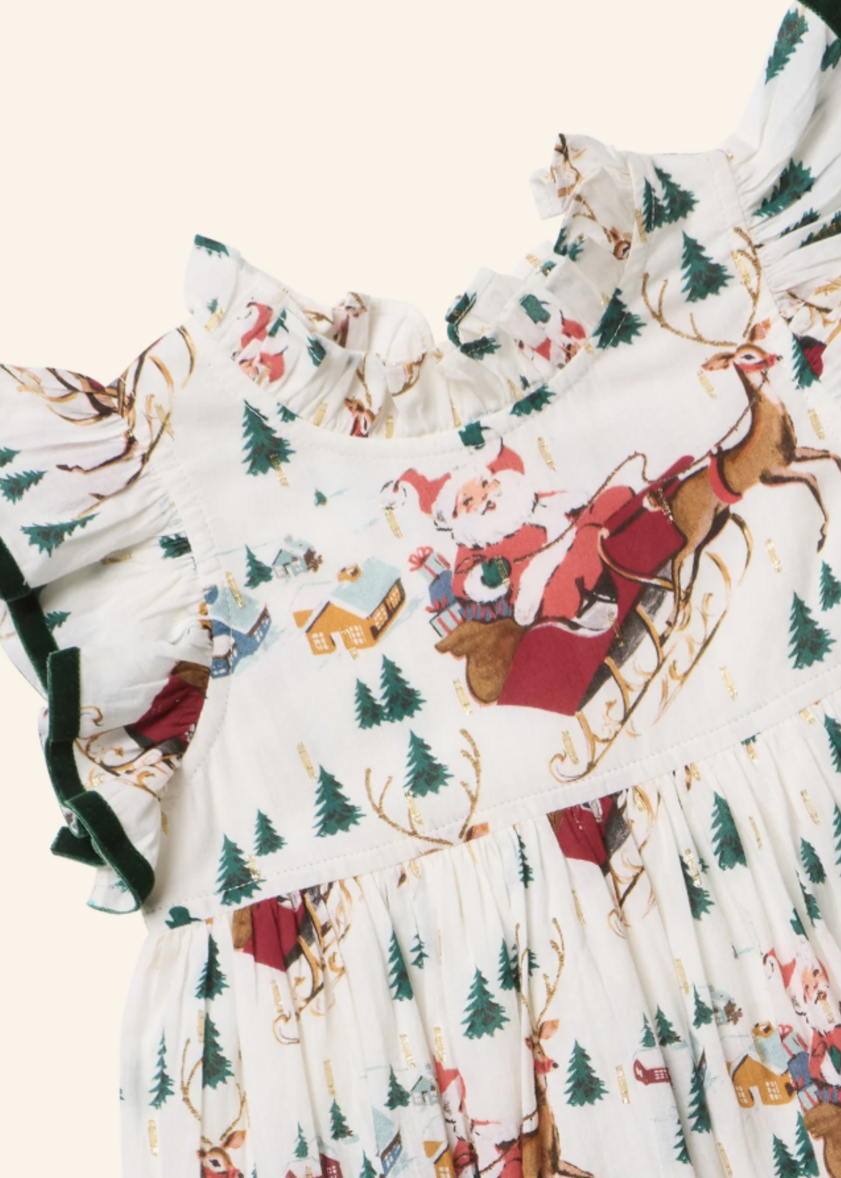 Pink Chicken girls jennifer dress - santa sleigh