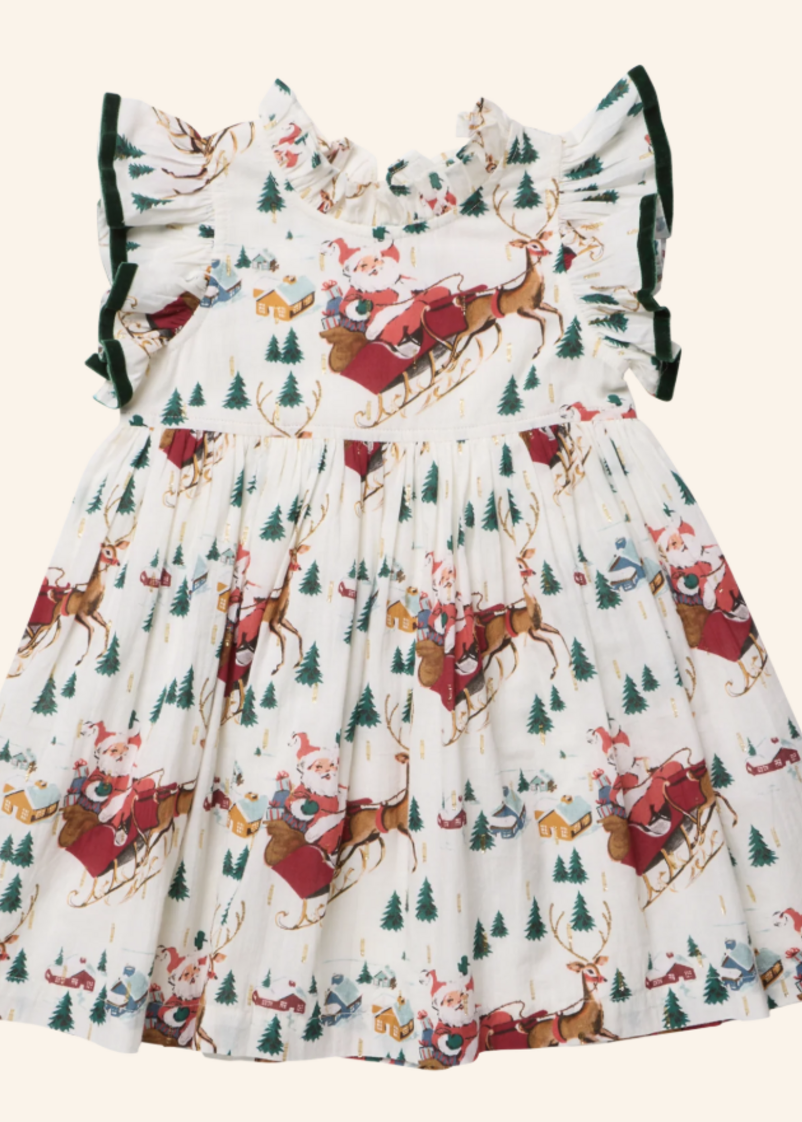 Pink Chicken girls jennifer dress - santa sleigh