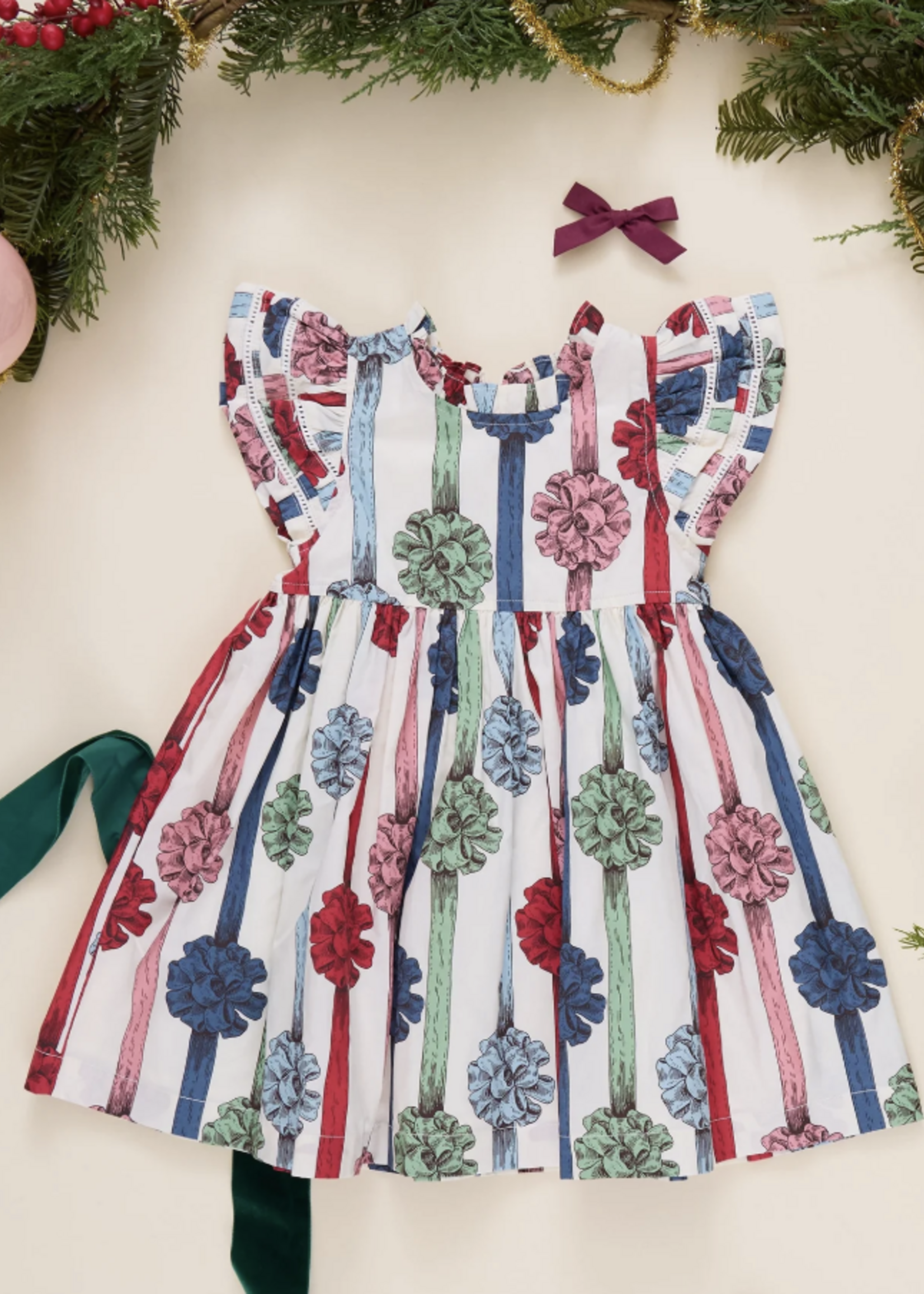 Pink Chicken girls double ruffle jennifer dress - present bows