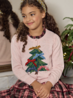 Pink Chicken girls constance sweater - tree bows
