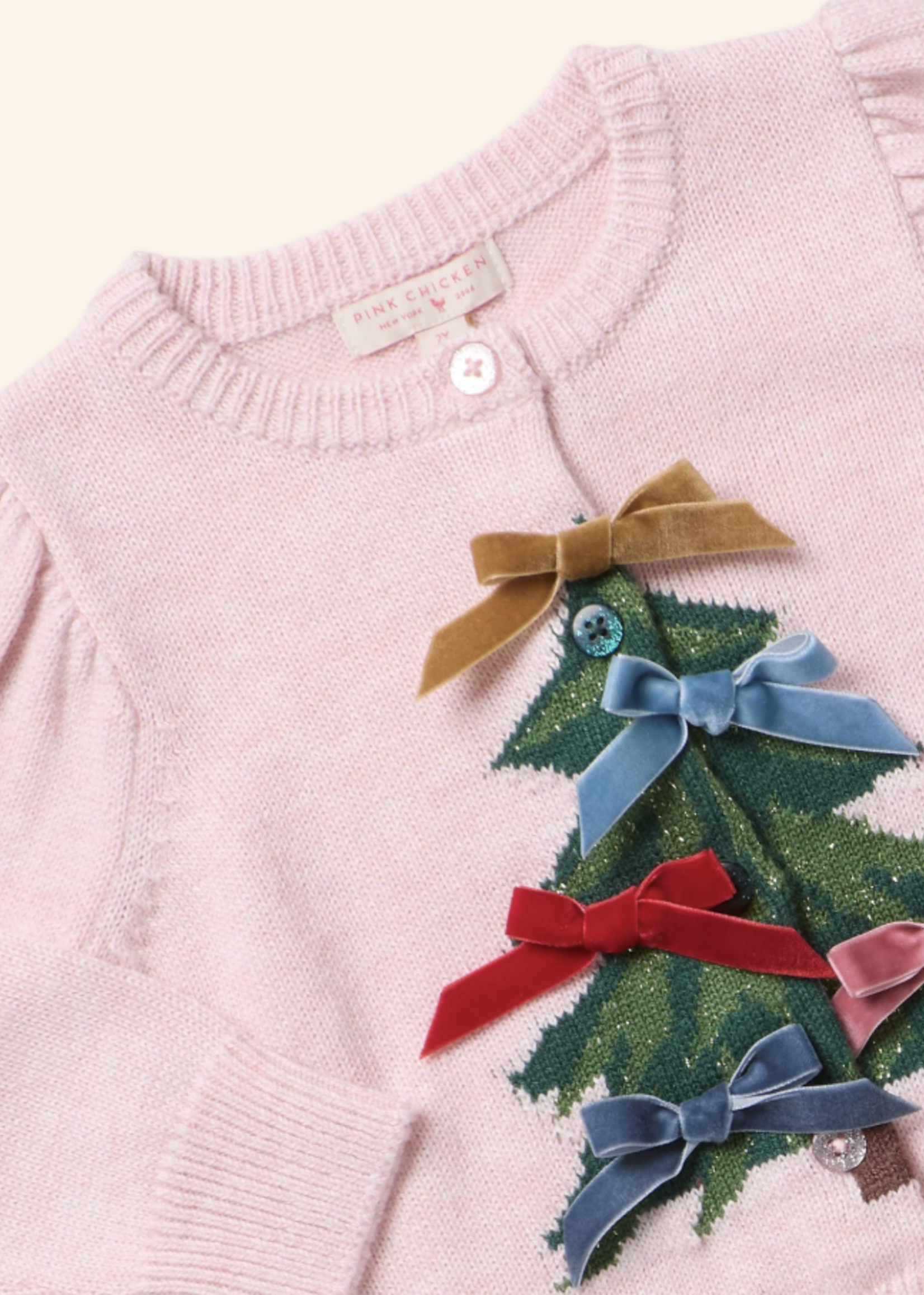 Pink Chicken girls constance sweater - tree bows
