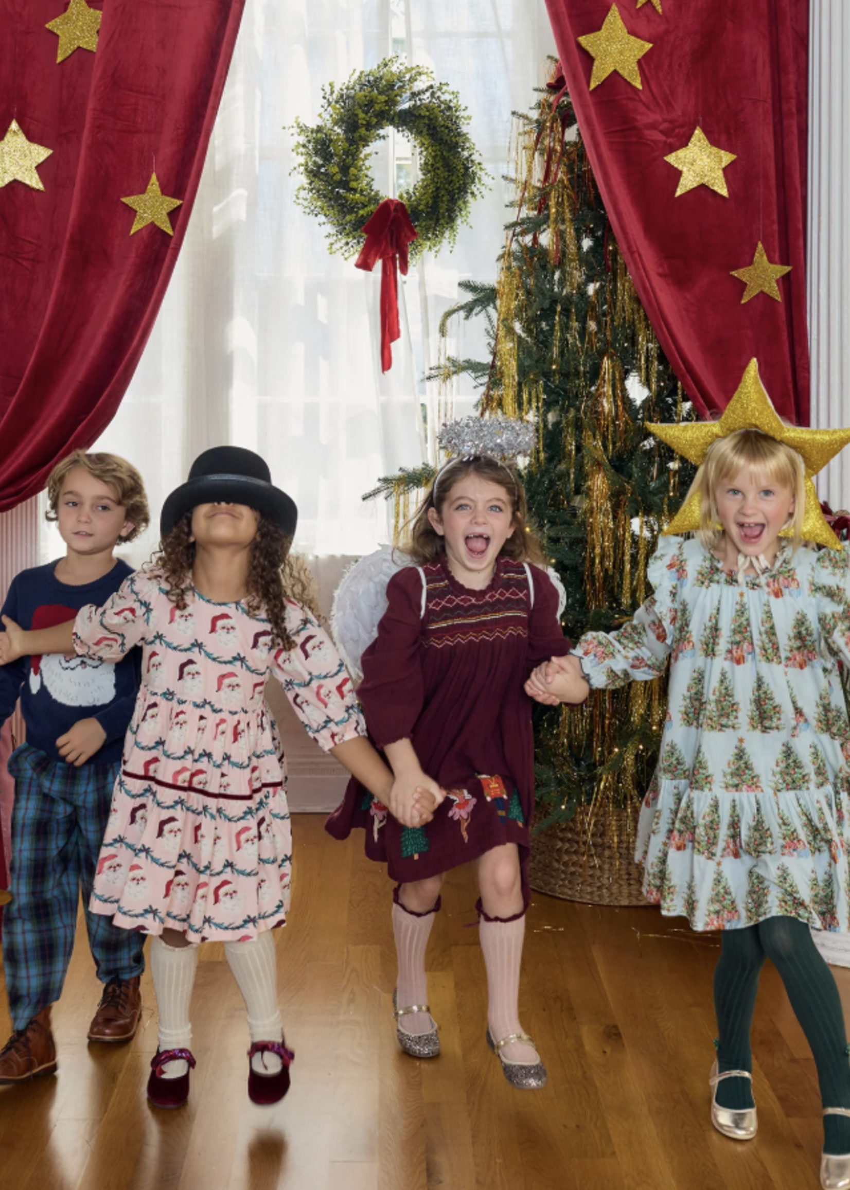 Pink Chicken girls harper dress - trees and presents